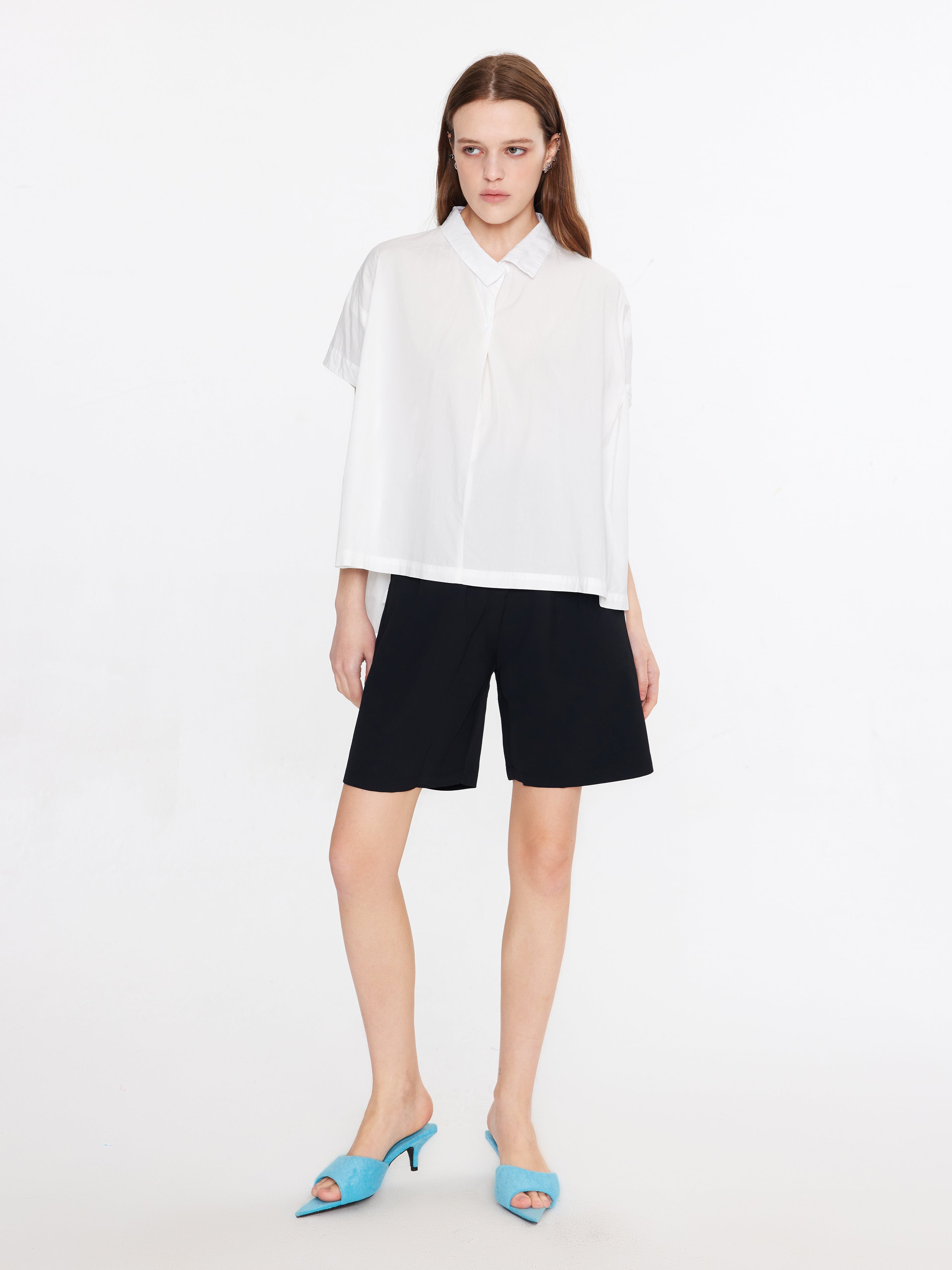 Oversized Asymmetrical White Shirt-2