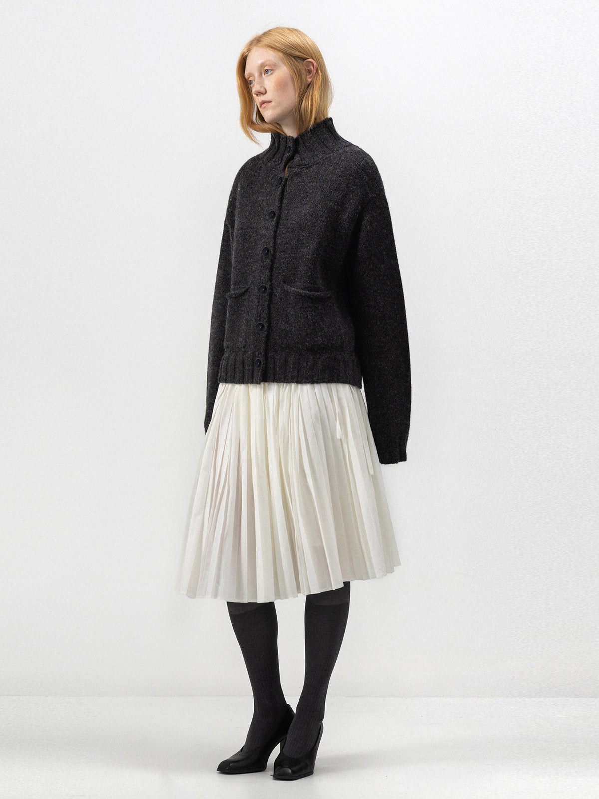 CUBIC High-Neck Chunky Knit Cardigan-5