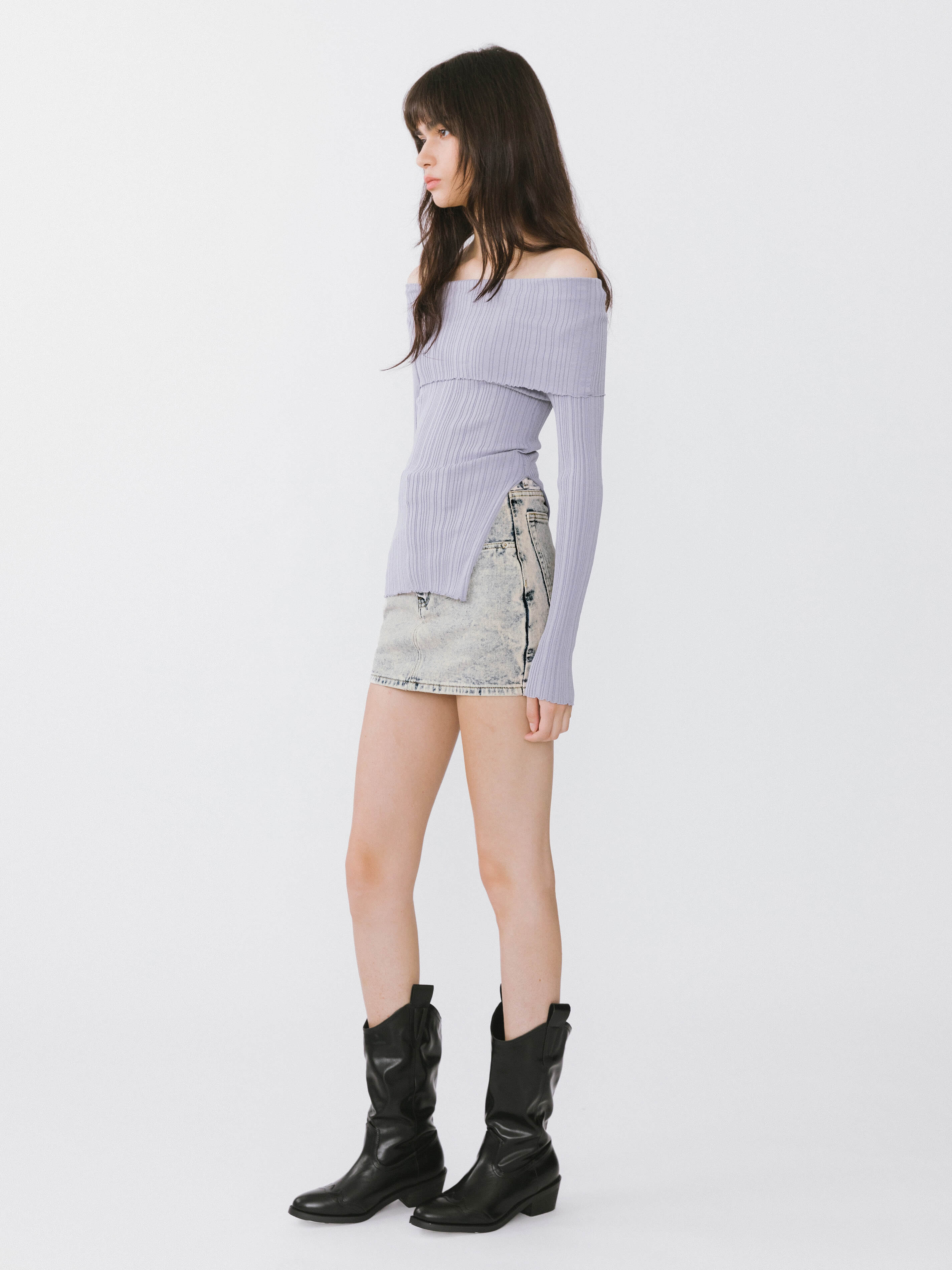 Off-Shoulder Long Sleeve Fitted Top-6