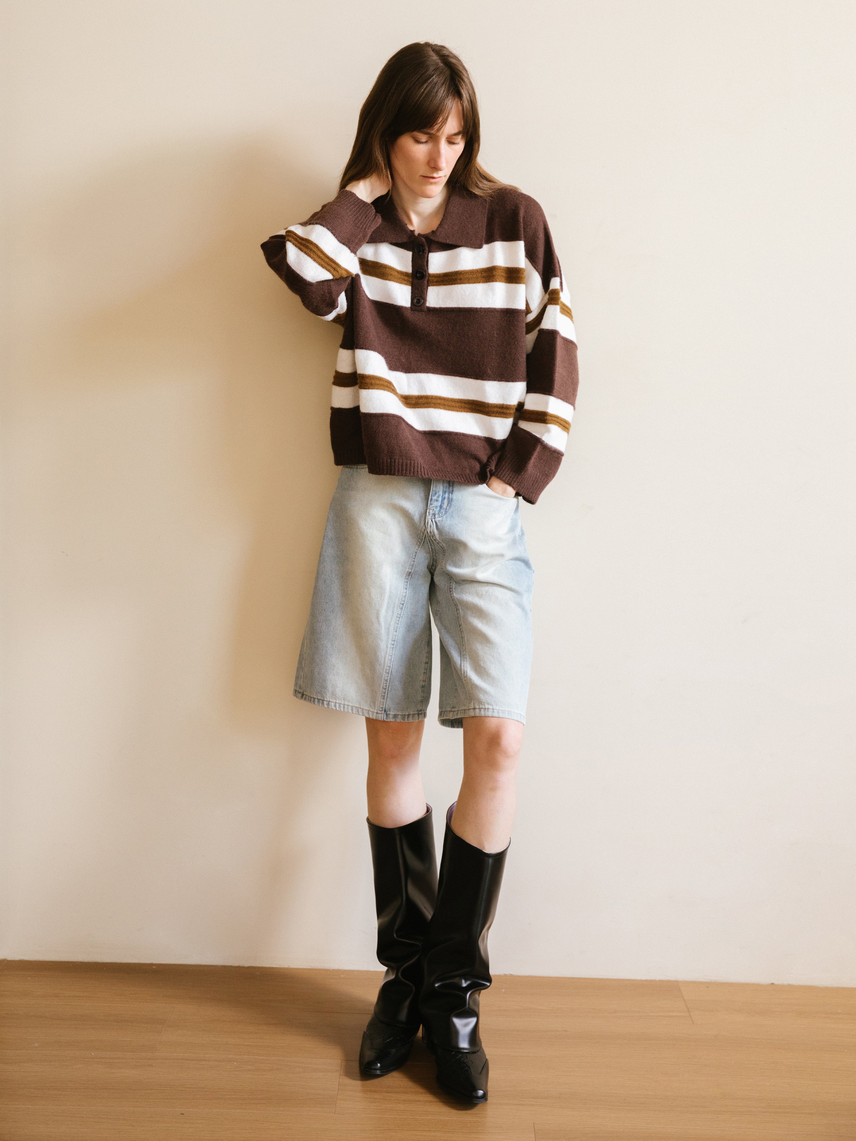 Oversized Contrast Striped Sweater-5
