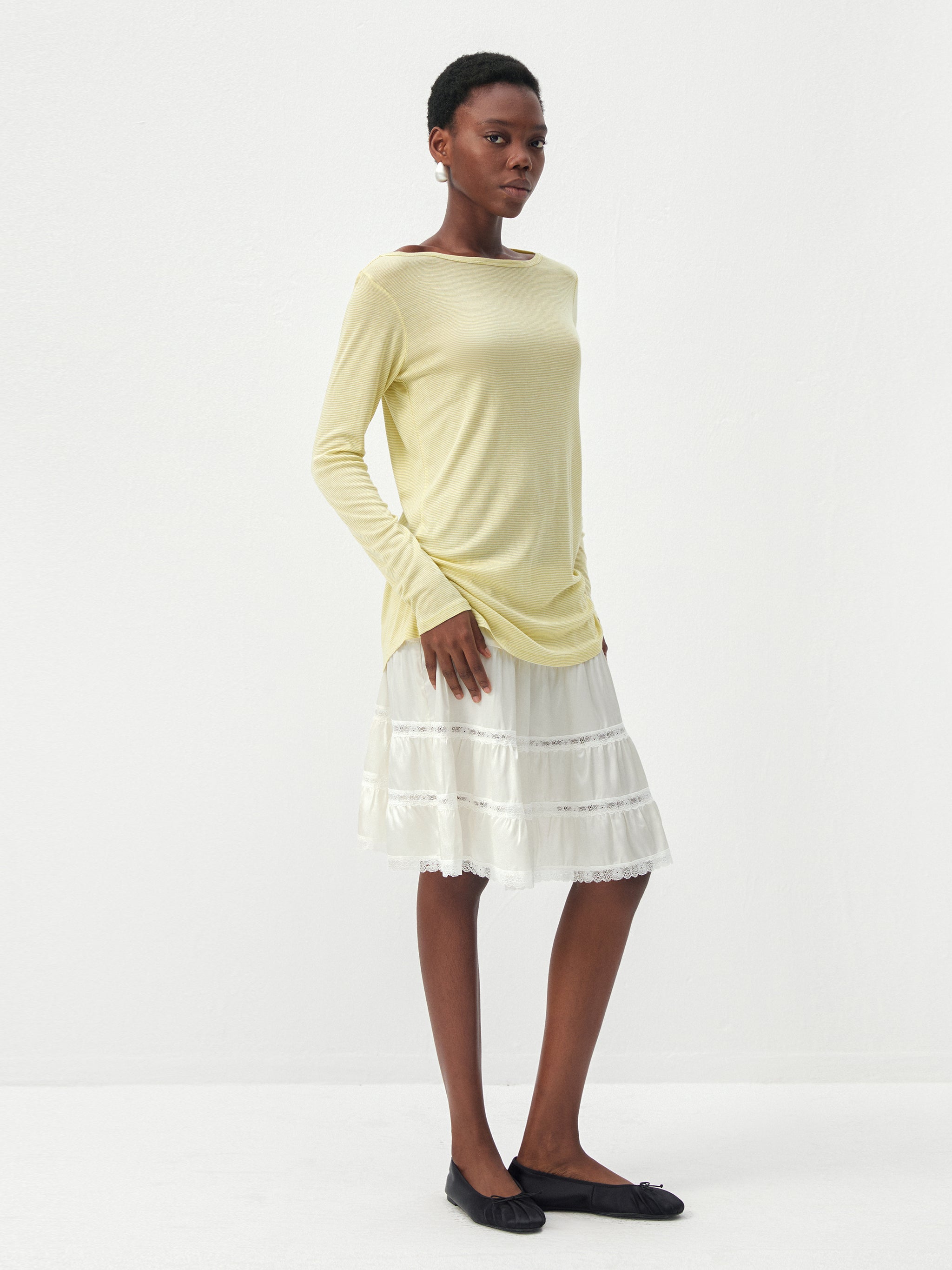 CUBIC Lyocell-Blend Boat Neck Long Sleeve Top-5