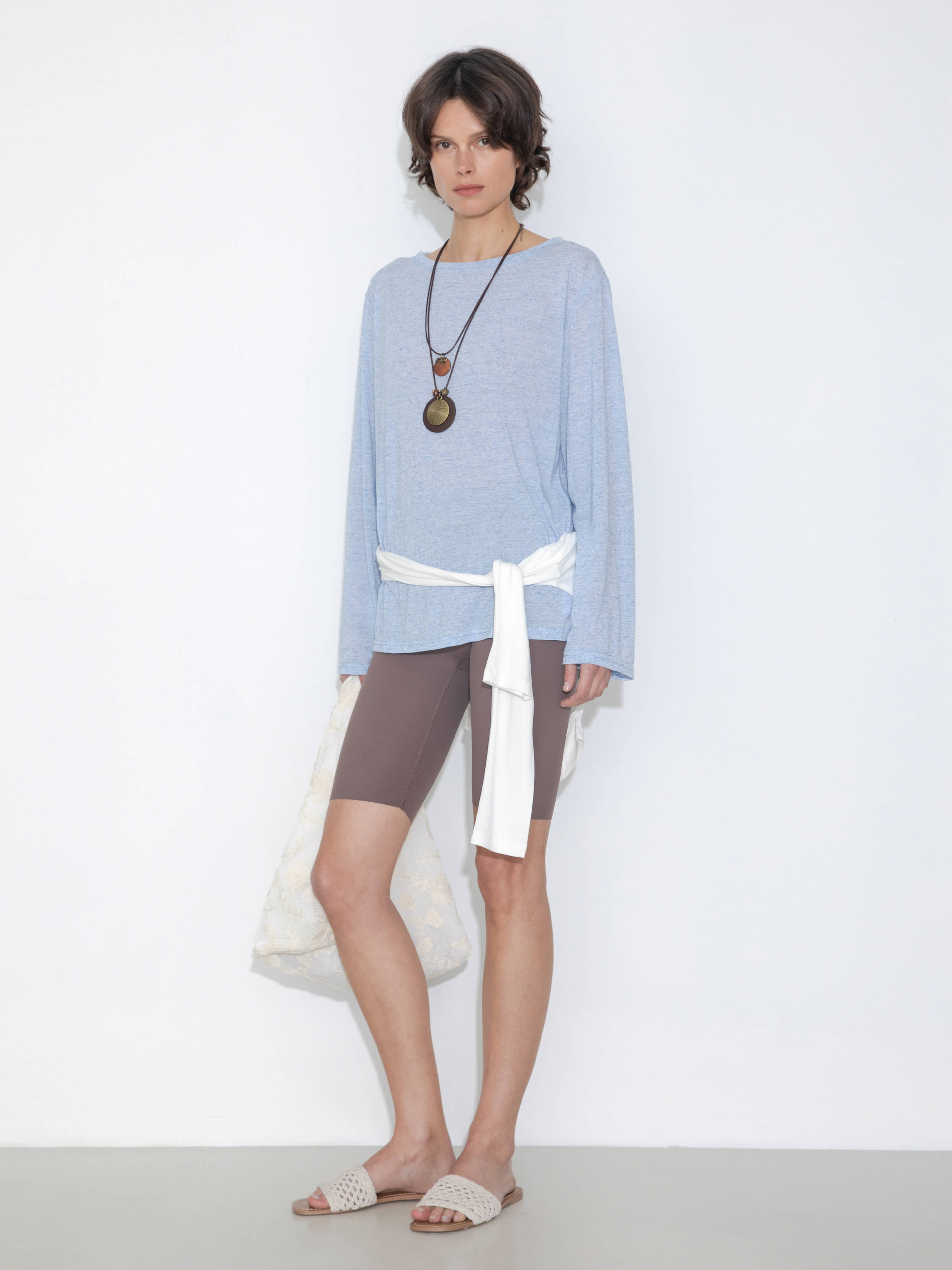 Loose Crew Neck Long Sleeve Knit Top-4