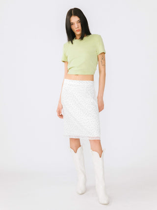 Double Layered Polka Dot Mesh Skirt