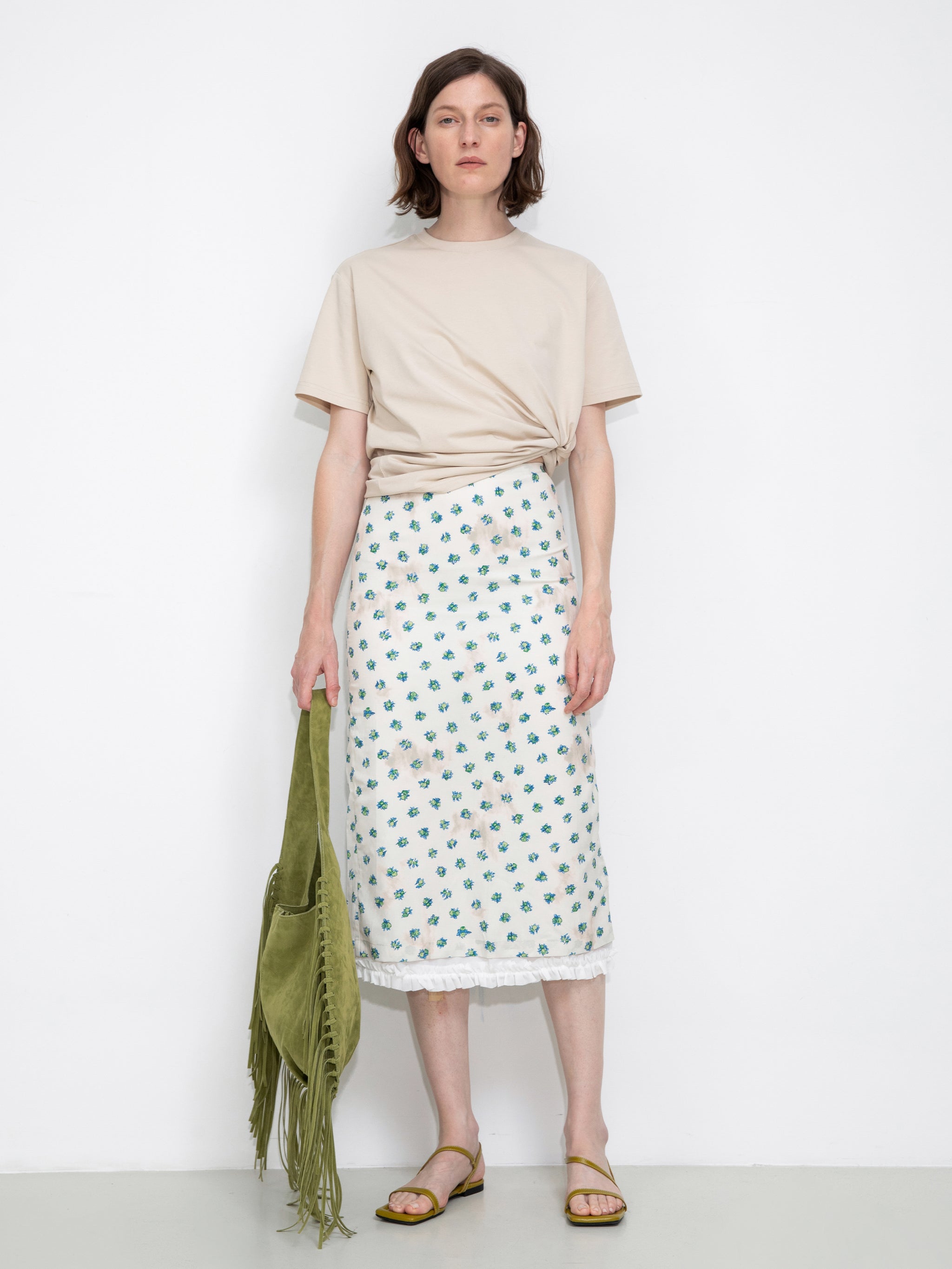 Lace Patchwork Floral Printed Skirt-3
