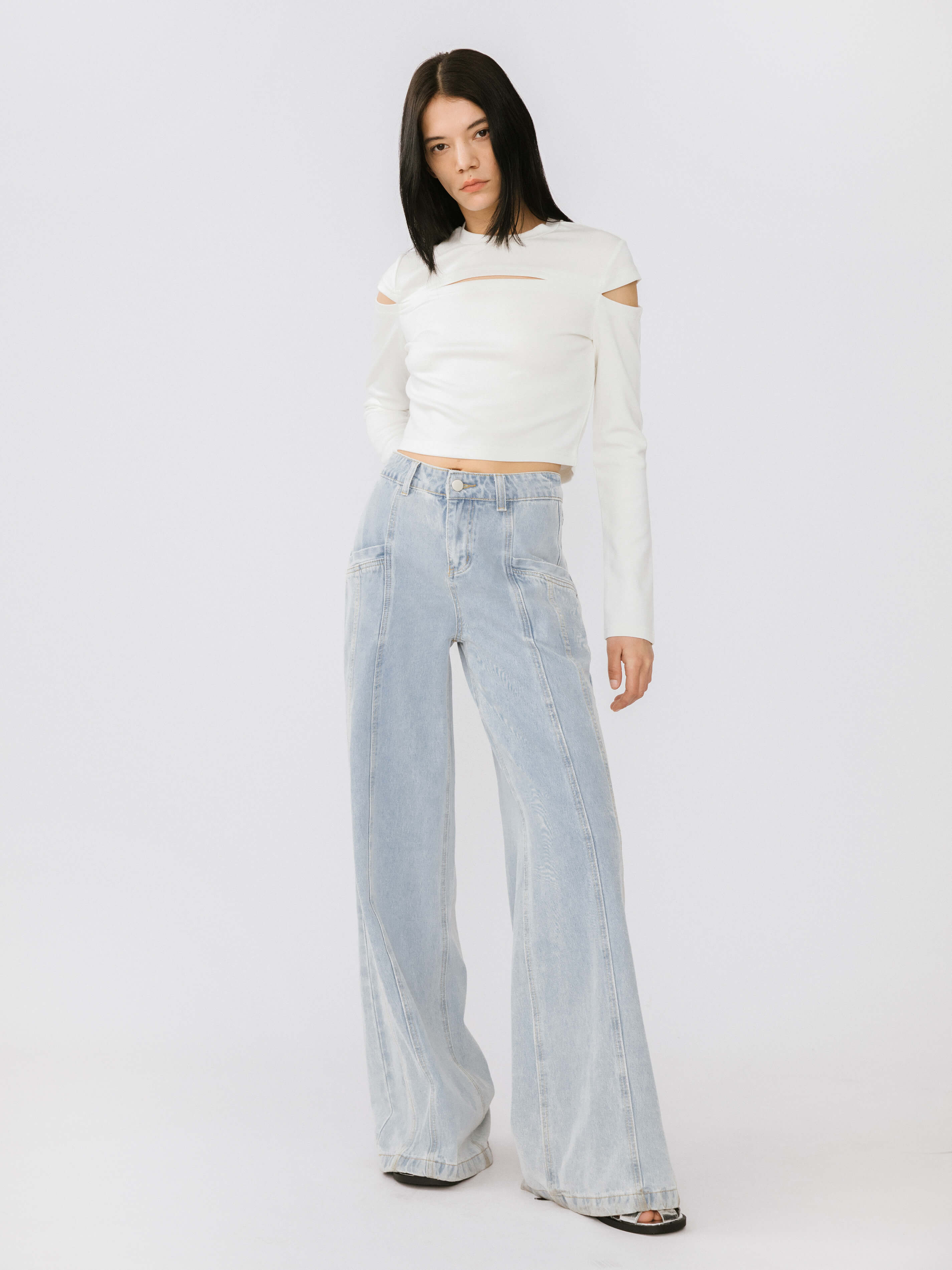Cut Out Long Sleeve Crop Top-5