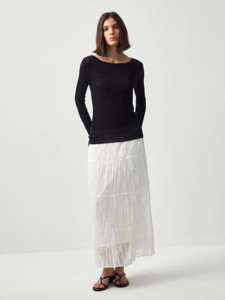 CUBIC Textured A-Line Embroidered Skirt(Pre order: 7 days)