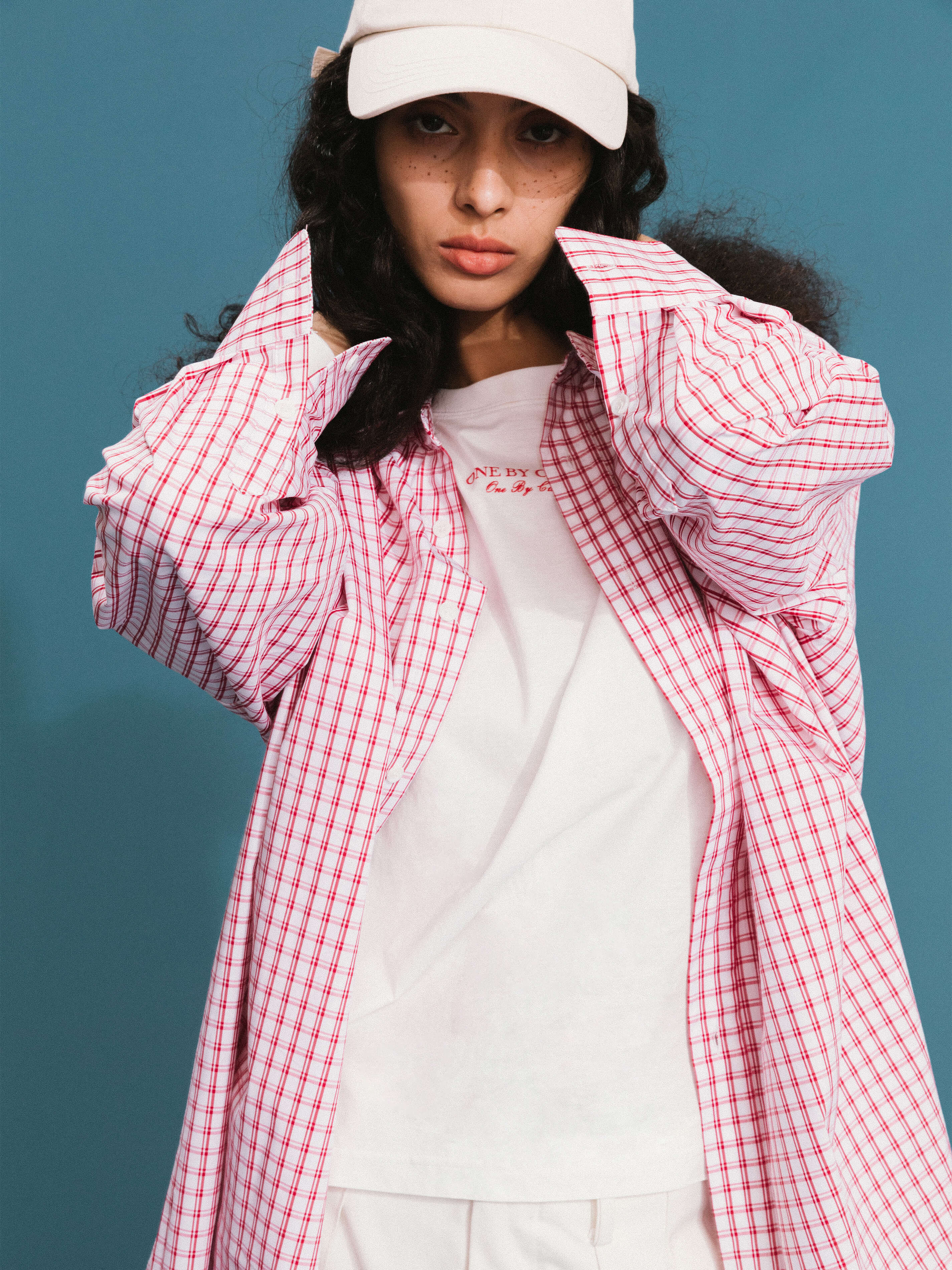 ONE BY CUBIC Checked Oversized Cotton Shirt-6