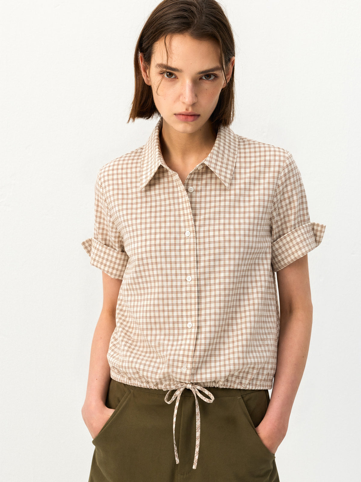 CUBIC 100% Cotton Checked Short Sleeve Shirt-5