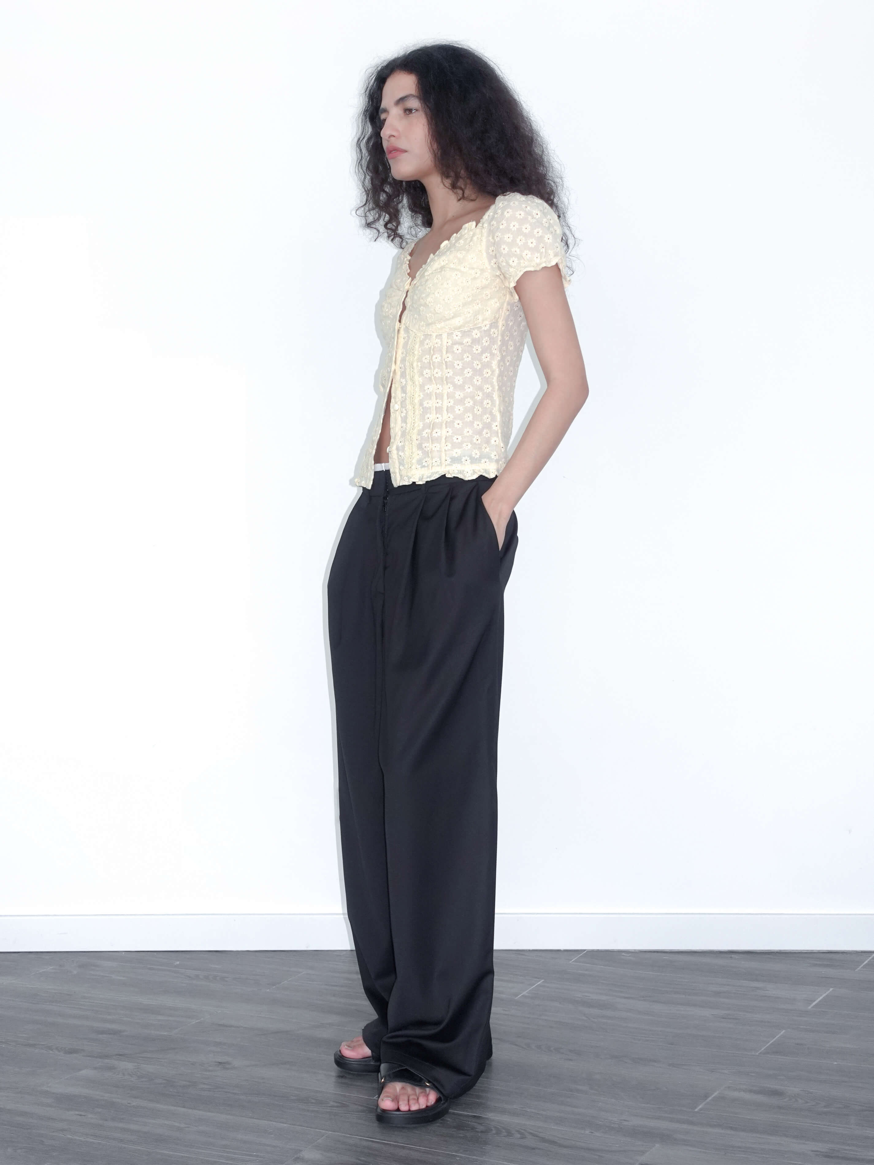 Embroidered Lace Puff Sleeve T-Shirt-5