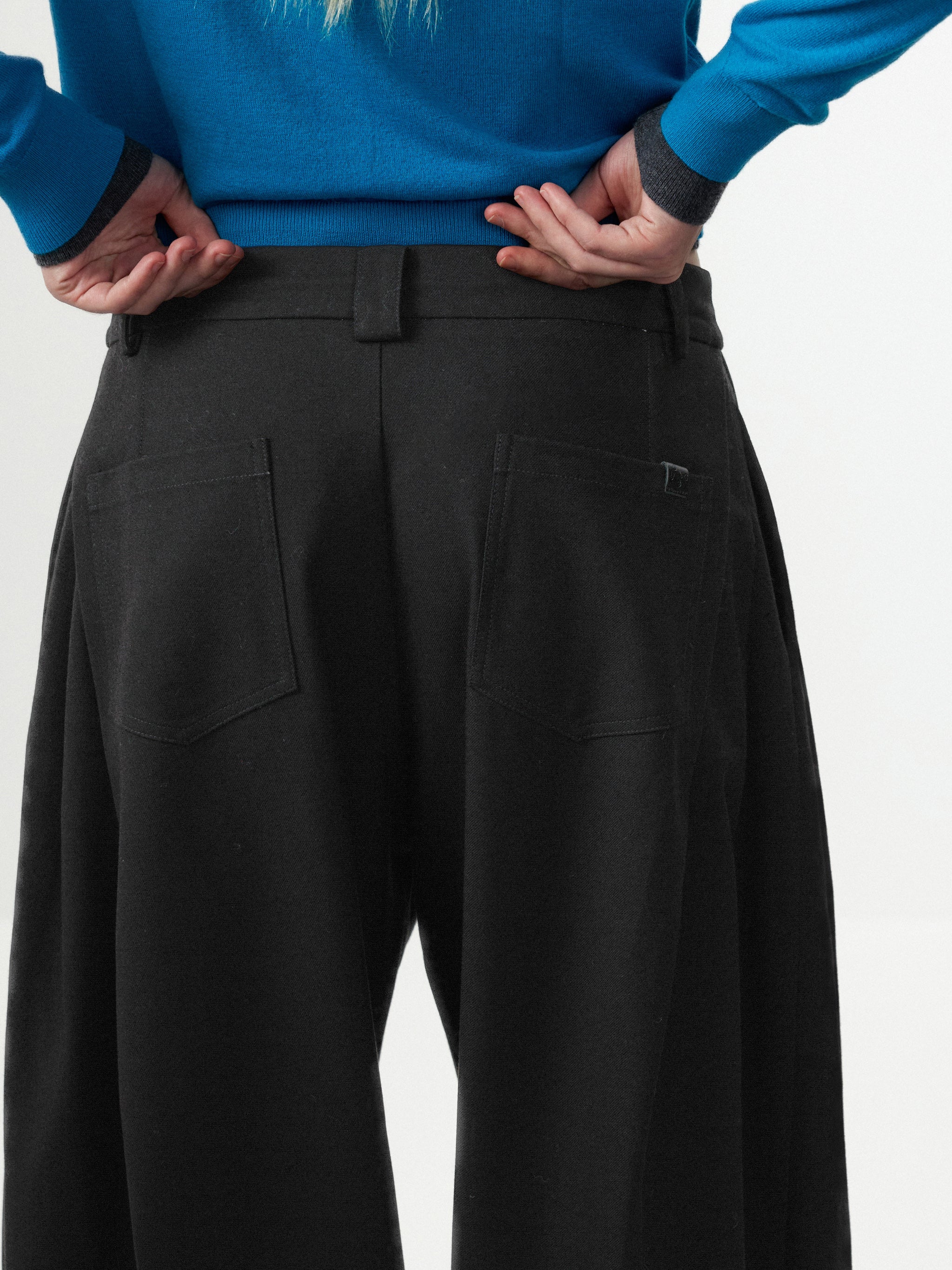 CUBIC Wool Blend Wide Leg Trousers-5