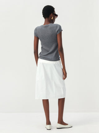 CUBIC Wool-Blend Ribbed Scoop Neck Knit Top