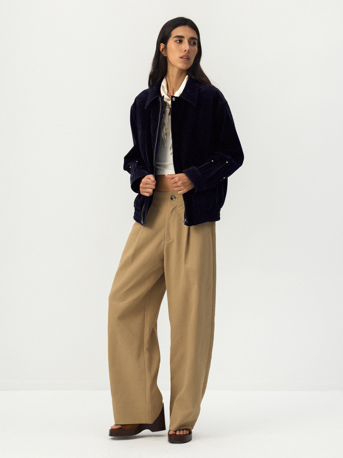 CUBIC Pleated Wide-Leg Trousers-5
