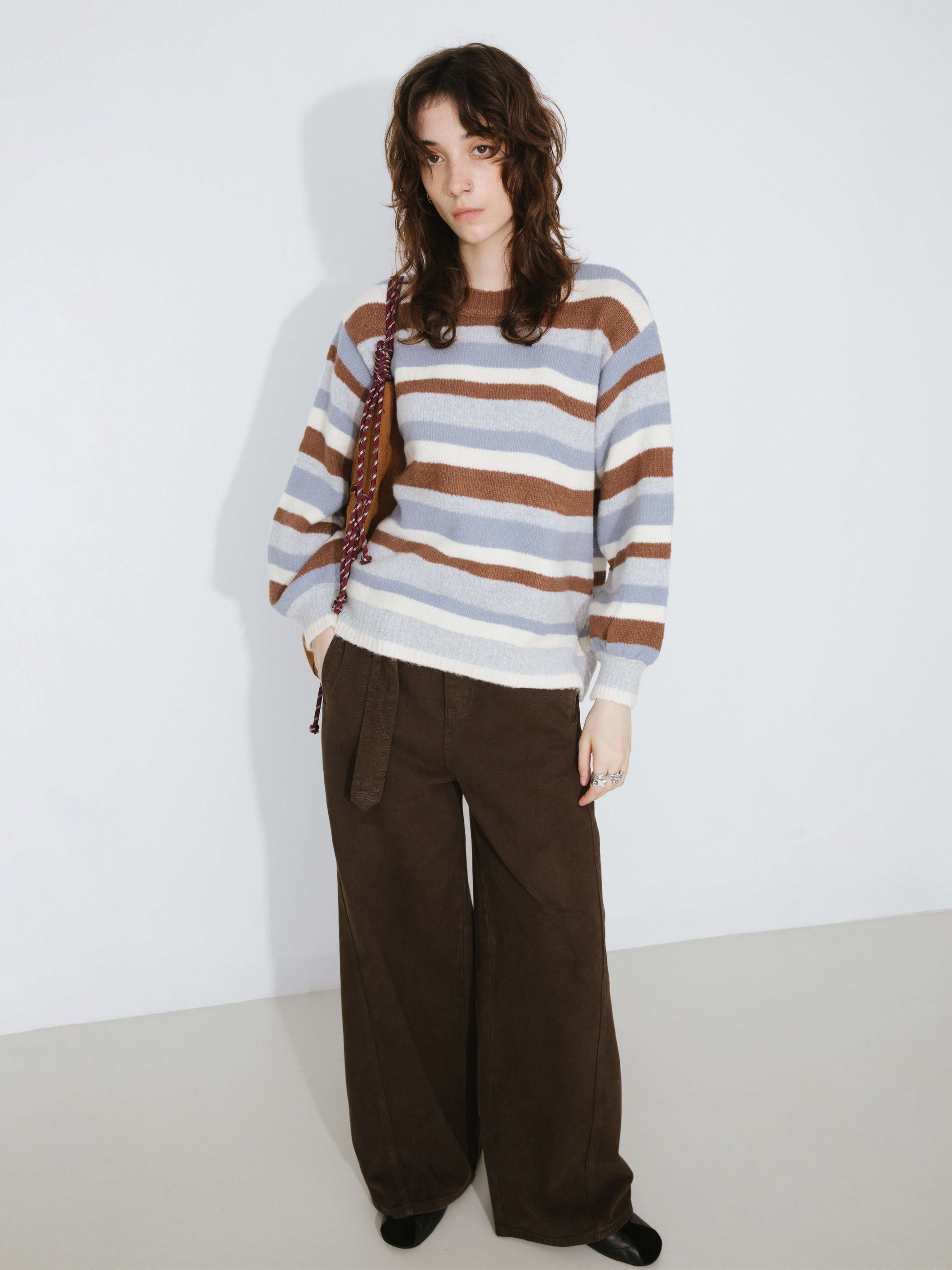 Oversized Striped Crew Knit Sweater-4