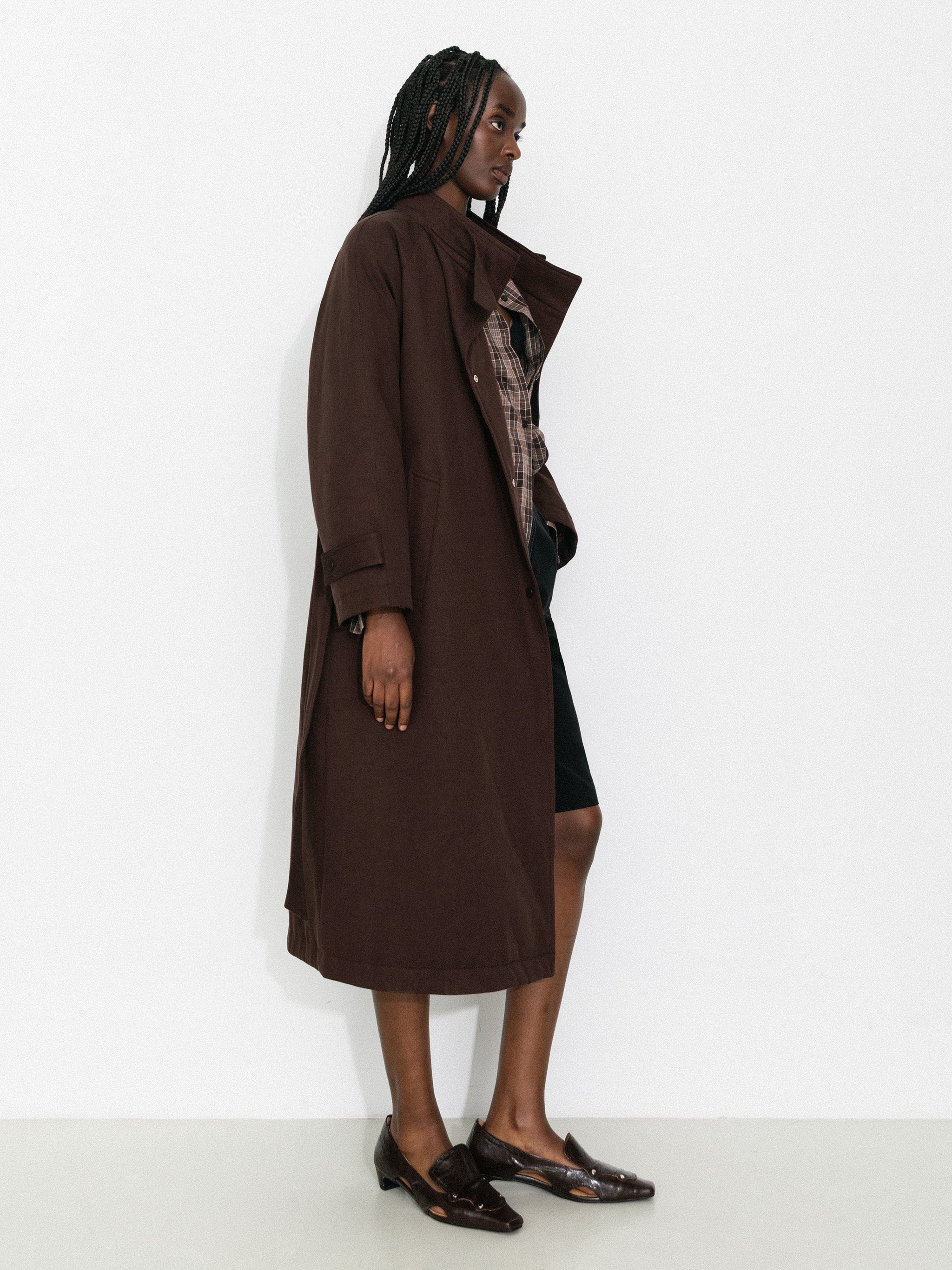 Convertible Collar Long Down Trench Coat-5