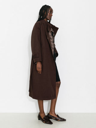 Convertible Collar Long Down Trench Coat