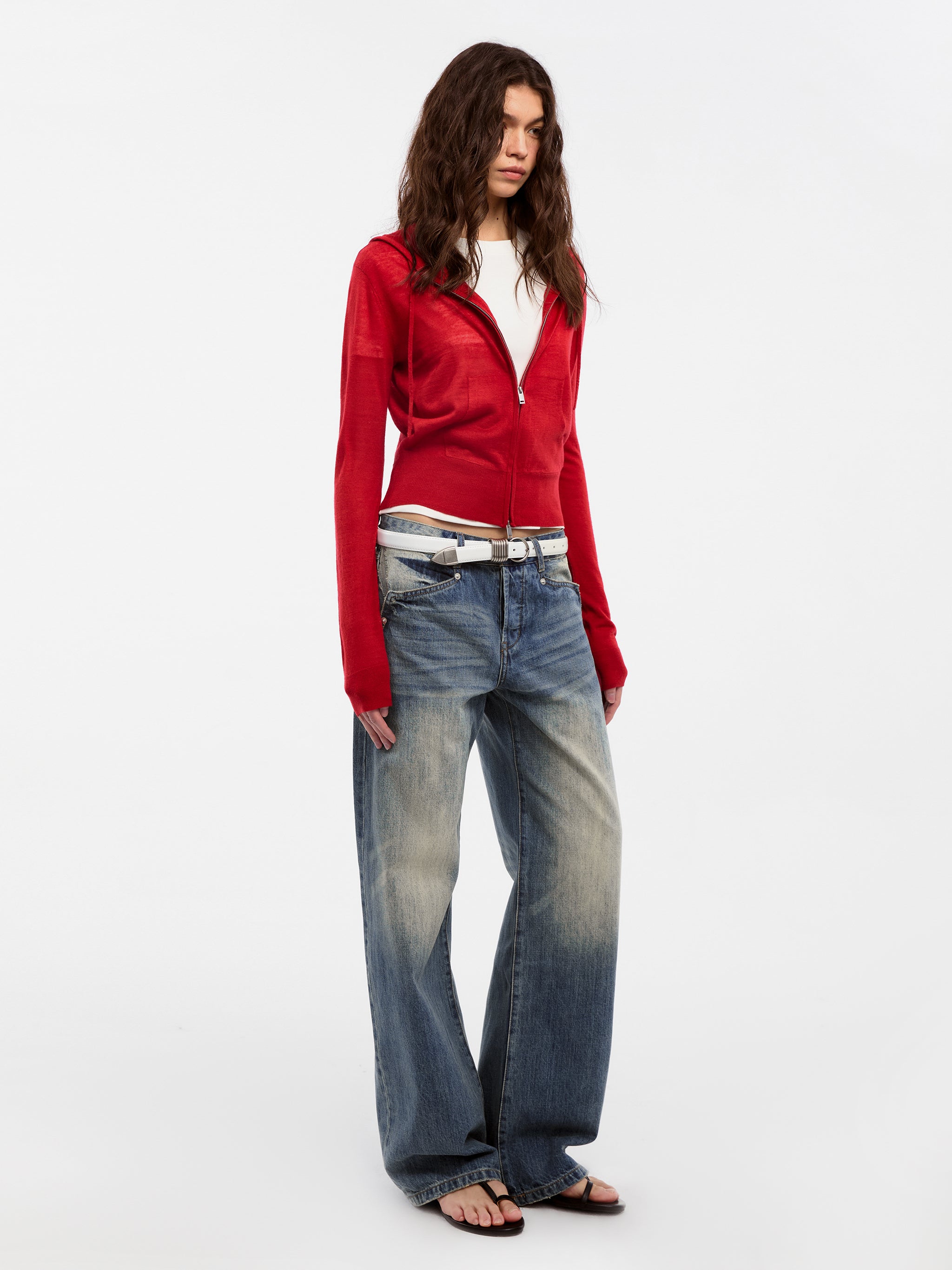 CUBIC Retro Washed Straight Leg Jeans-5