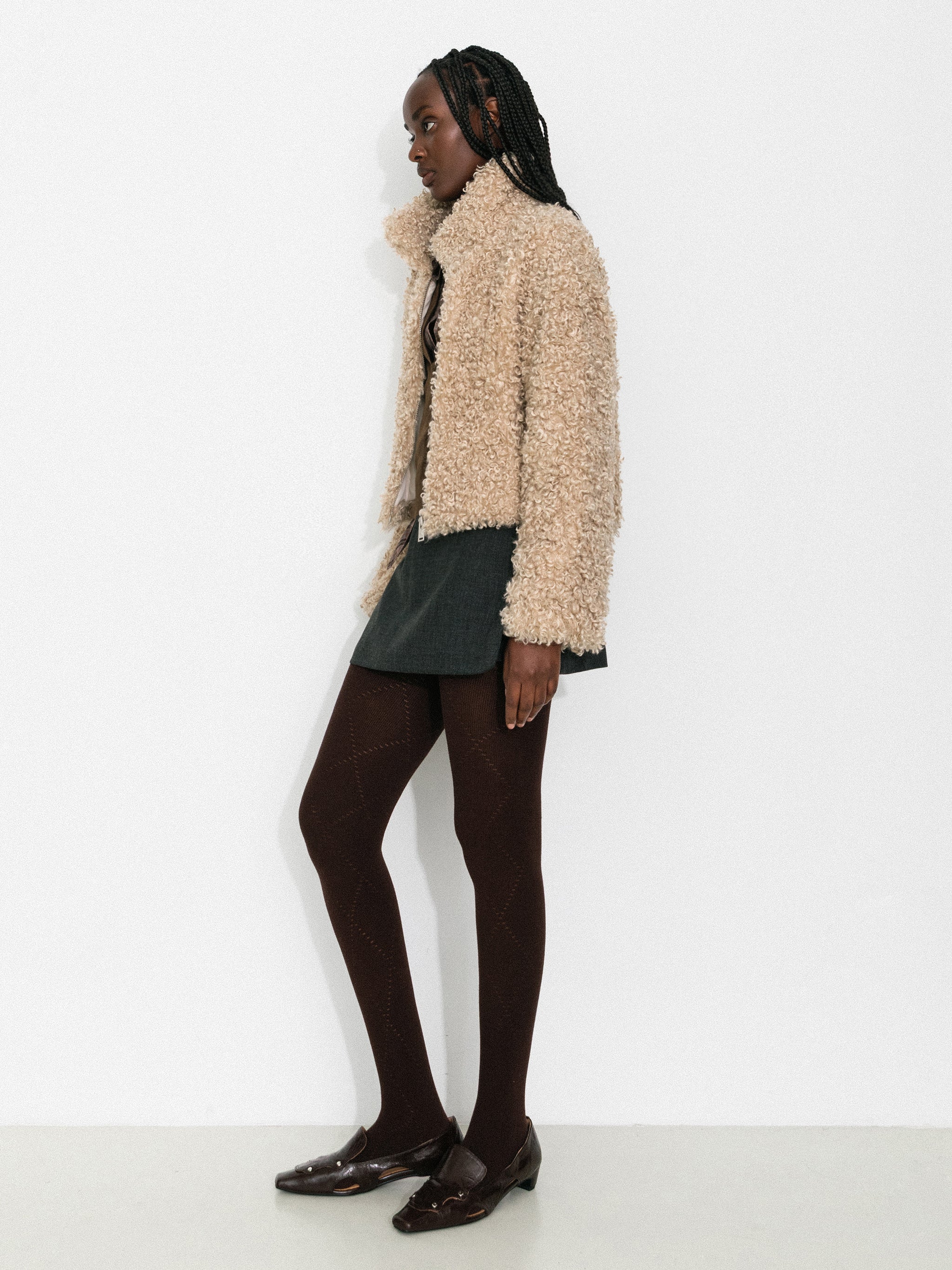 Fleece Stand-Collar Short Down Jacket-5
