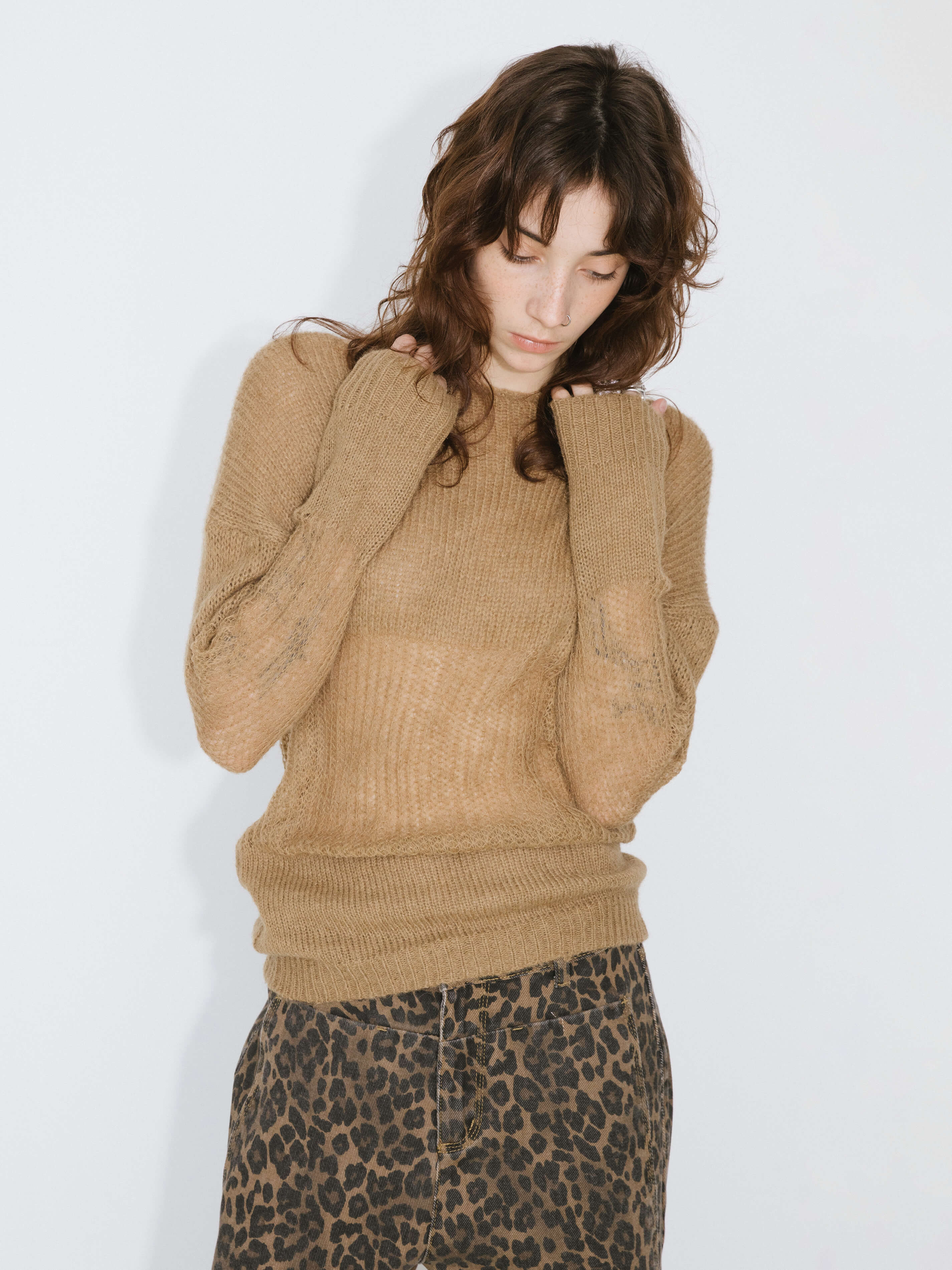 Off The Shoulder Stacked Long Sleeved Sweater-5
