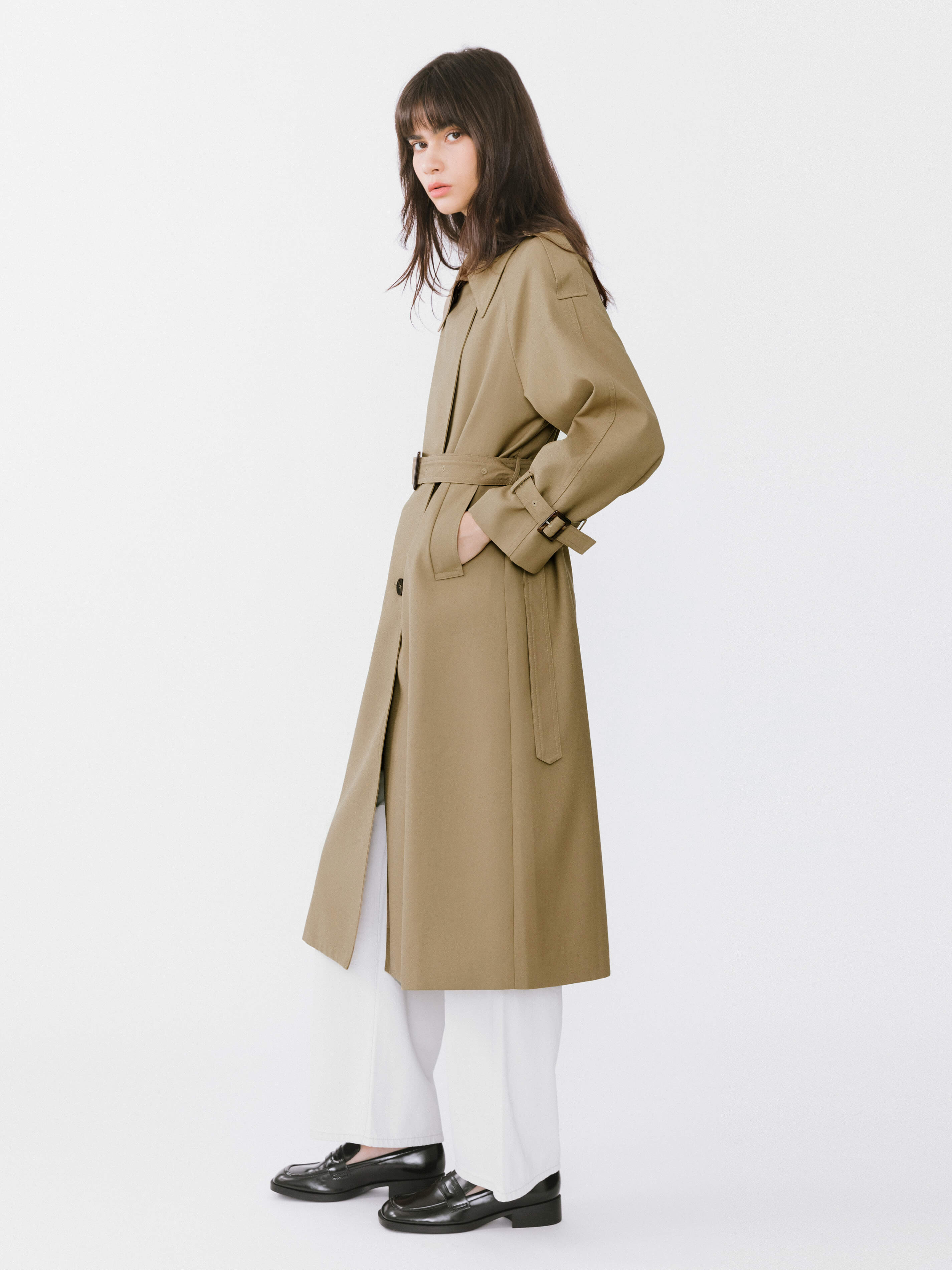 Classic Belted Double Breasted Trench Coat-5