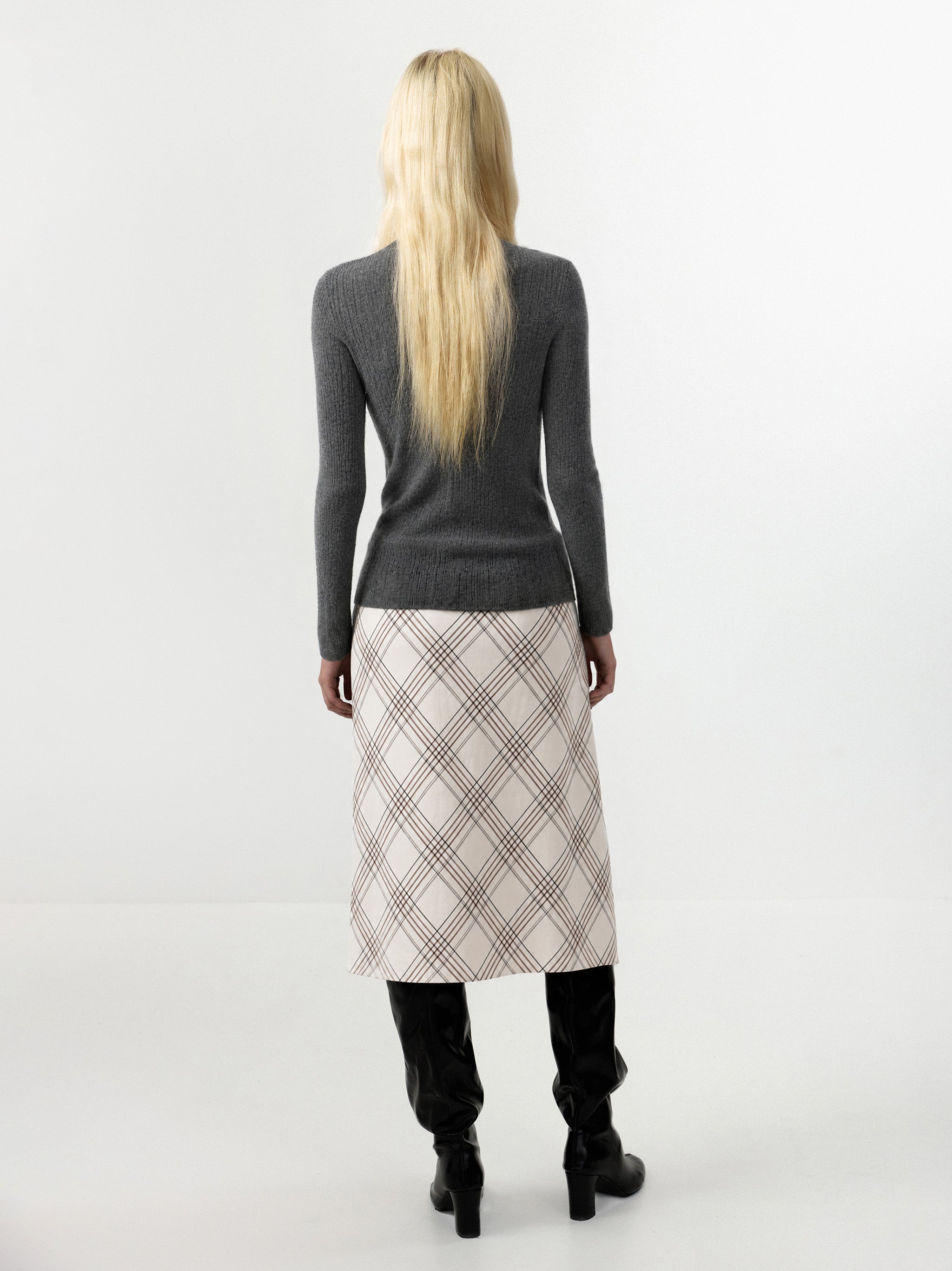 CUBIC Diagonal Check Mid-Rise Skirt-5