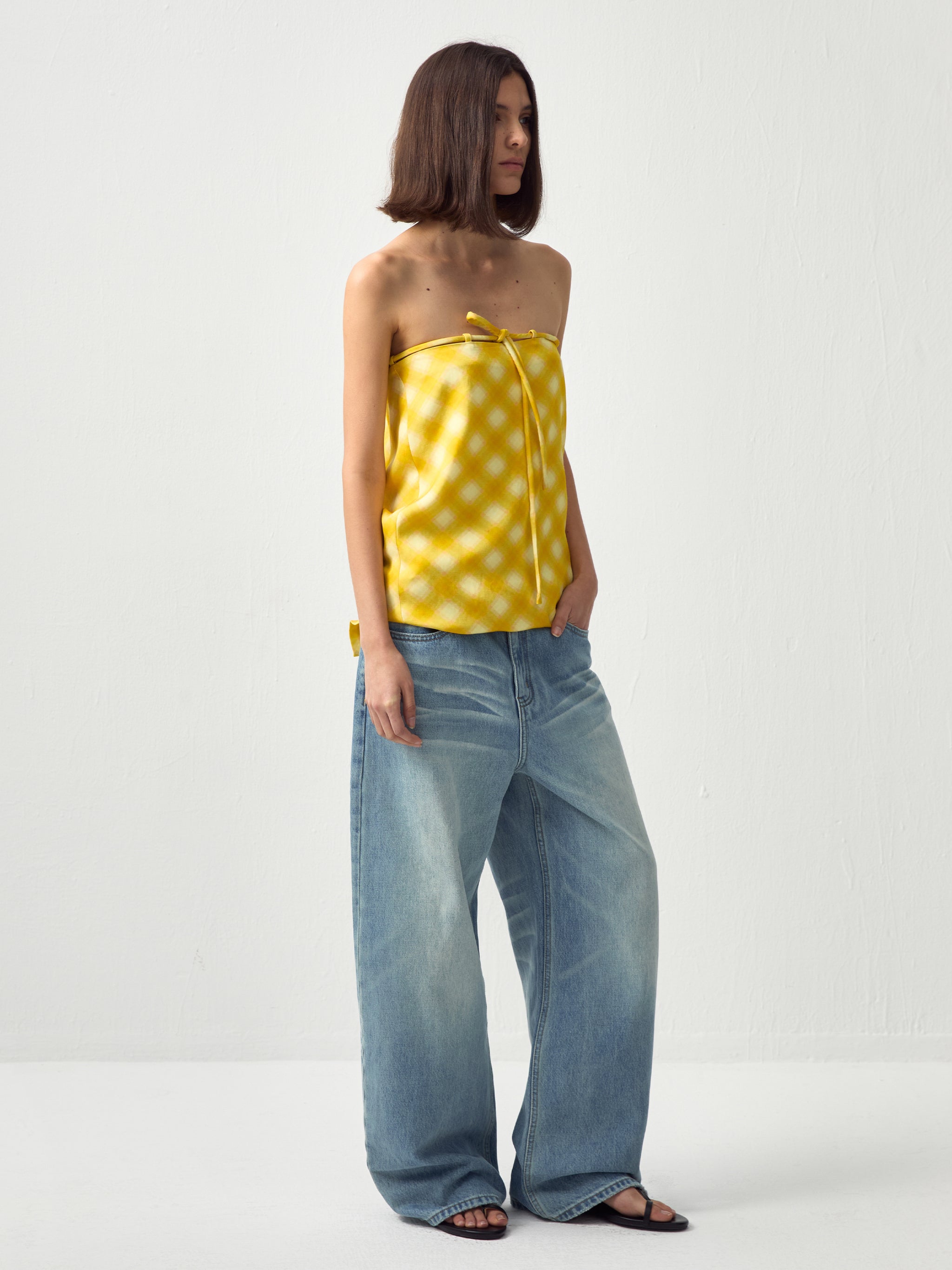 High-Waist Wide-Leg Washed Denim Jeans-5