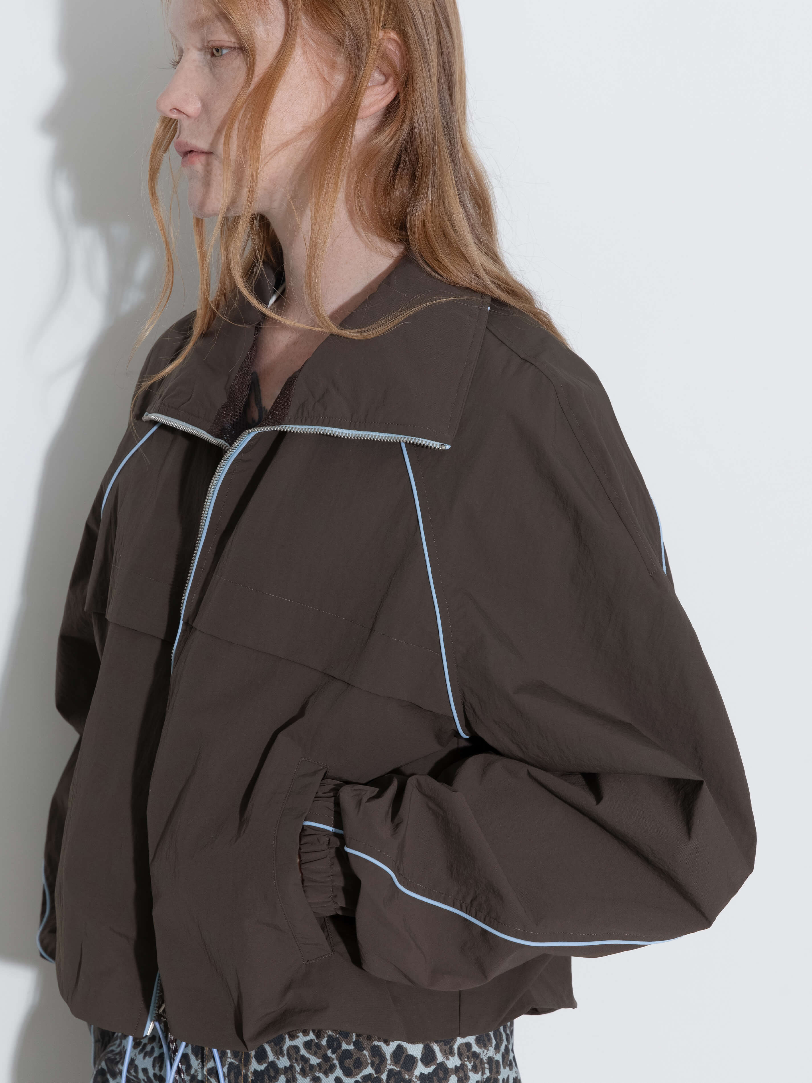 Color-Block Zipper Short Jacket-5