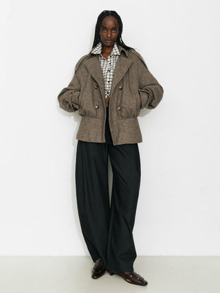 Double-Breasted Wool Blend Coat