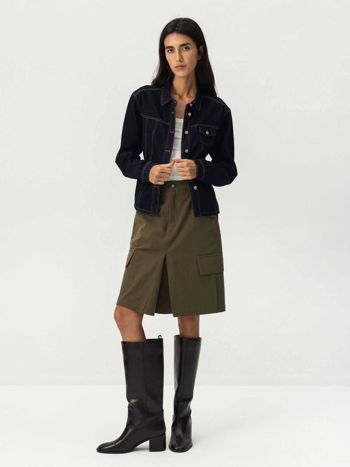 CUBIC Fitted Denim Button-Up Jacket-5