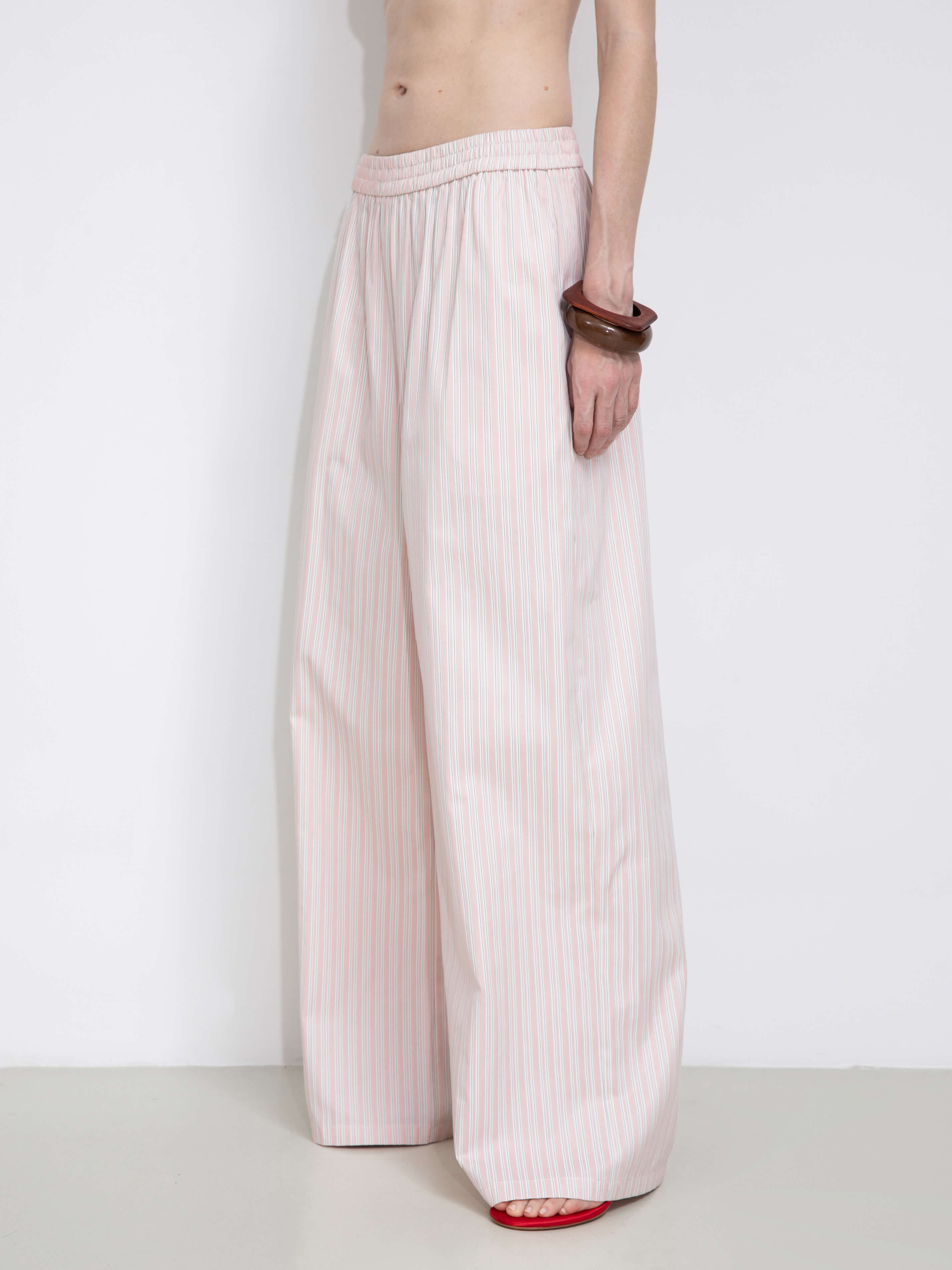 Pleated Striped Wide-Leg Trousers-4