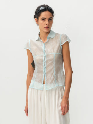 CUBIC Lyocell Semi-Sheer Fitted Blouse