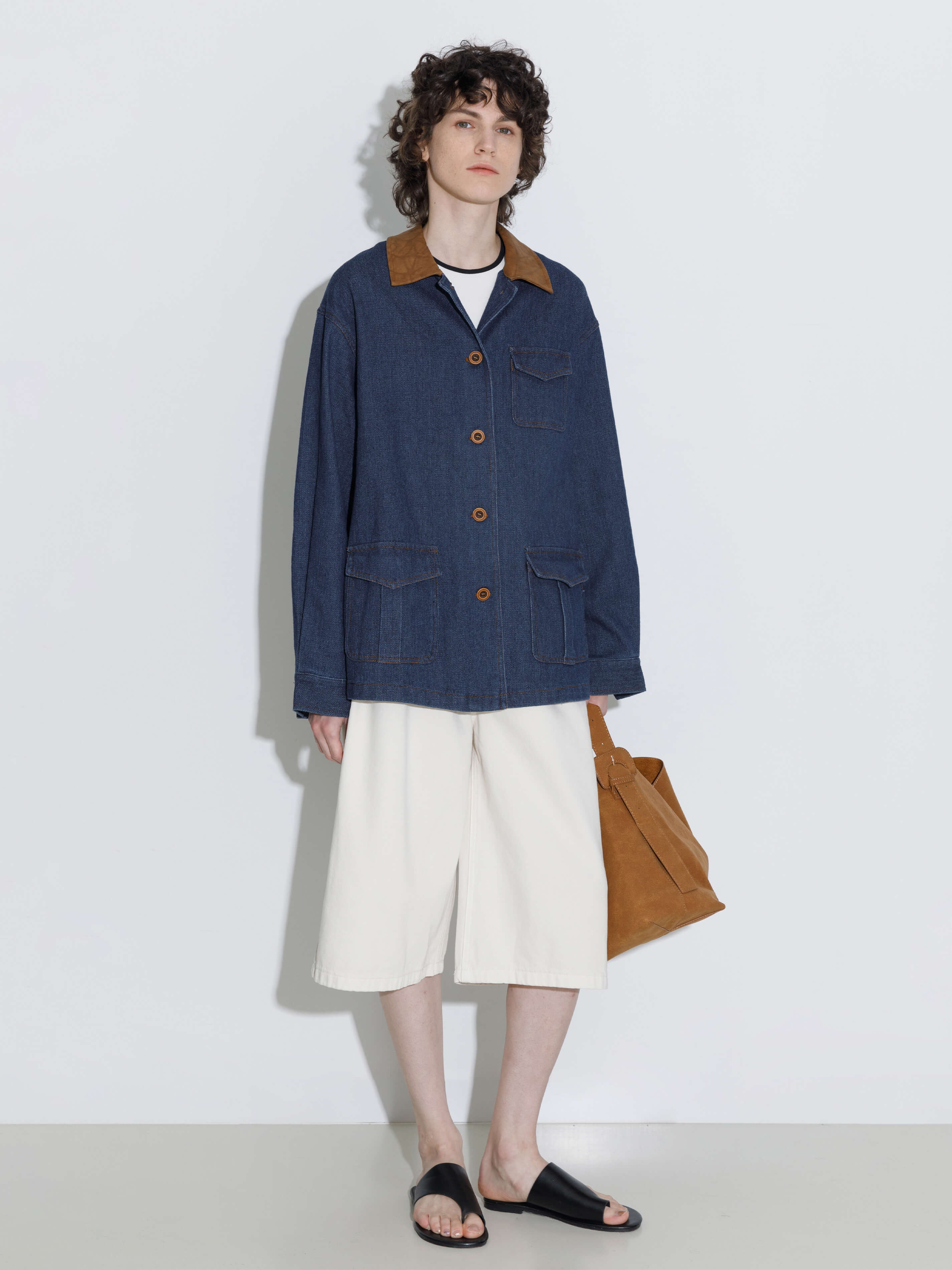 Retro Contrast Color Cotton Denim Jacket-5