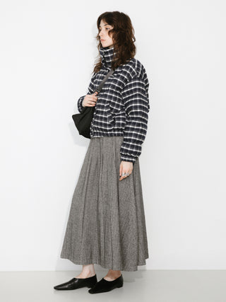 Gray Pleated Maxi Skirt