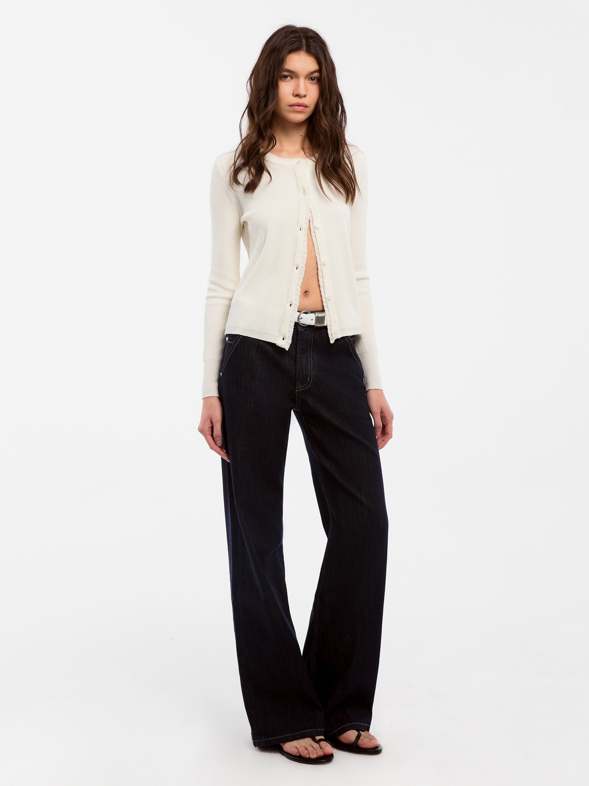 CUBIC Lace-trimmed Linen Knit Cardigan-5
