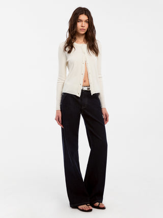 CUBIC Lace-trimmed Linen Knit Cardigan