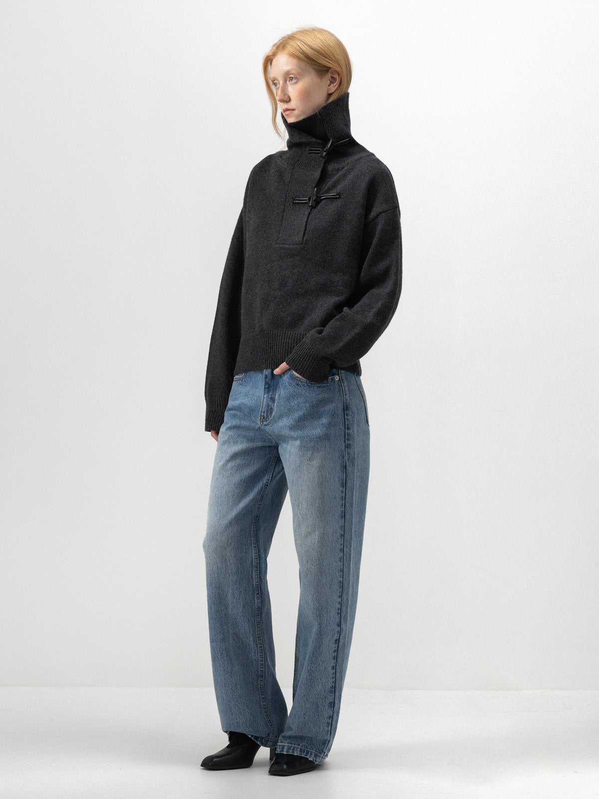 CUBIC Toggle High-Neck Knit Sweater-5