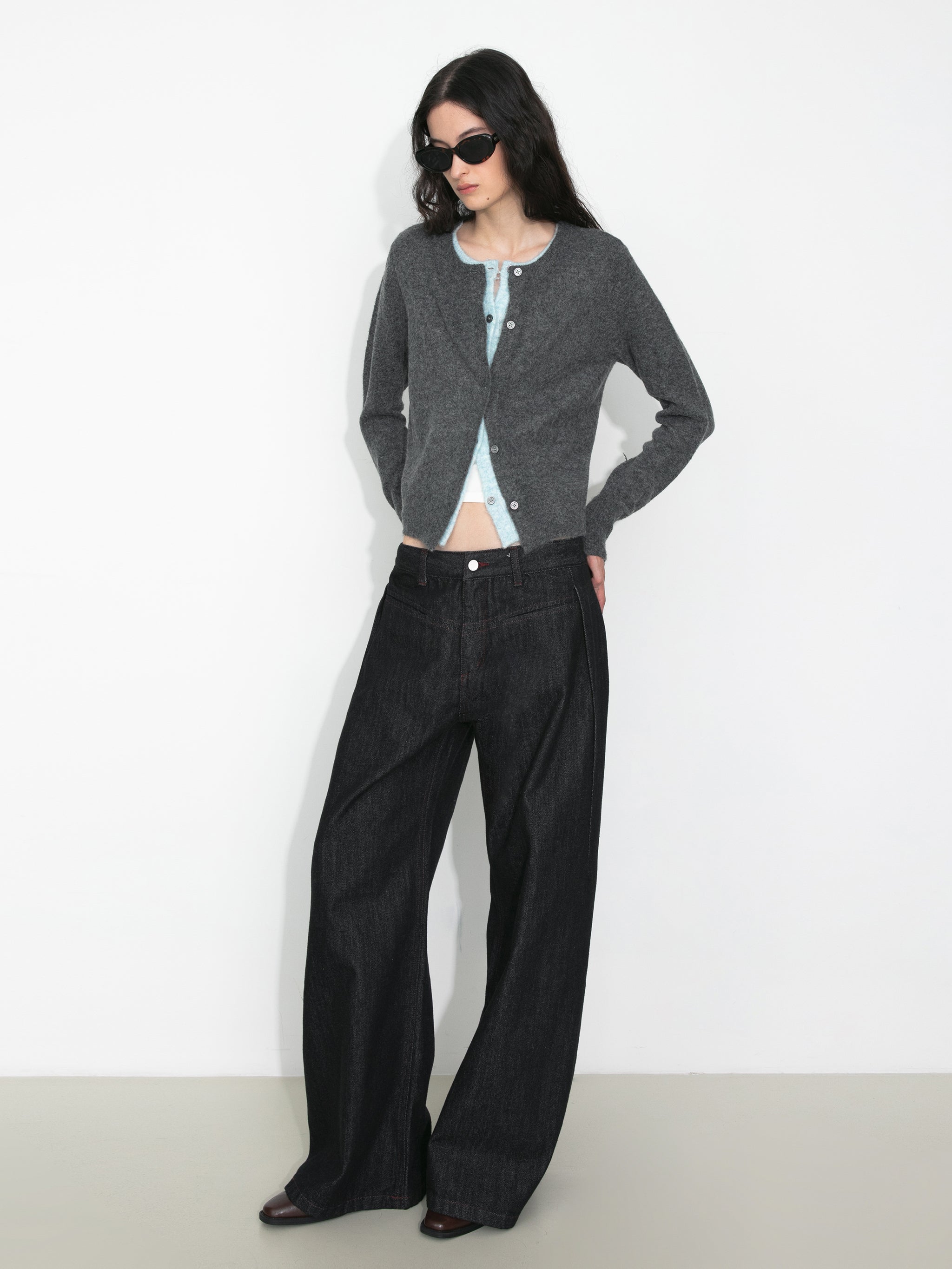 Crewneck Knit Button-Up Cardigan-5