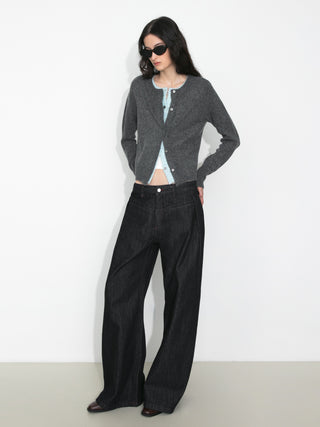 Crewneck Knit Button-Up Cardigan