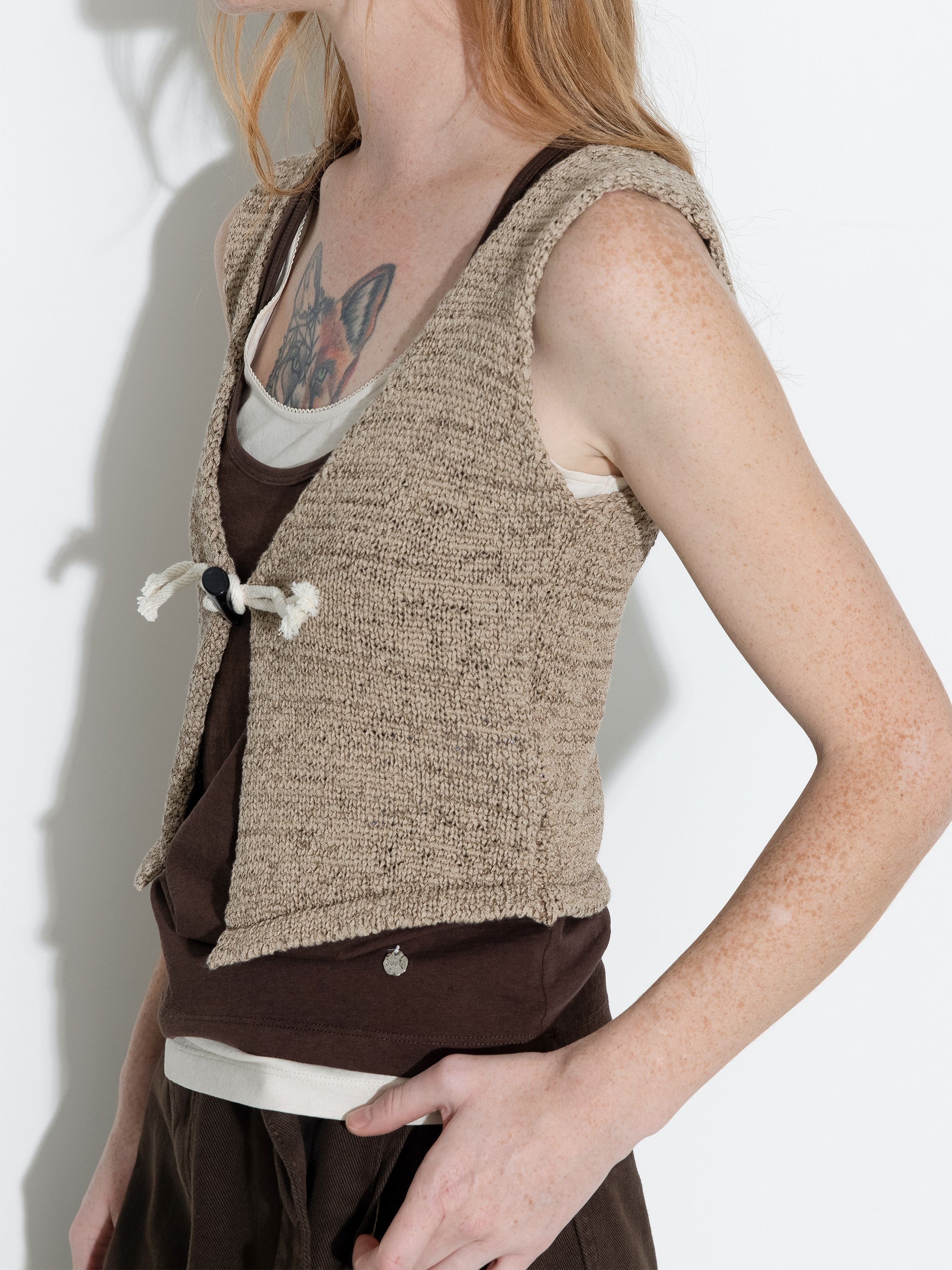 Vintage Toggle Button Knitted Cardigan Vest-5