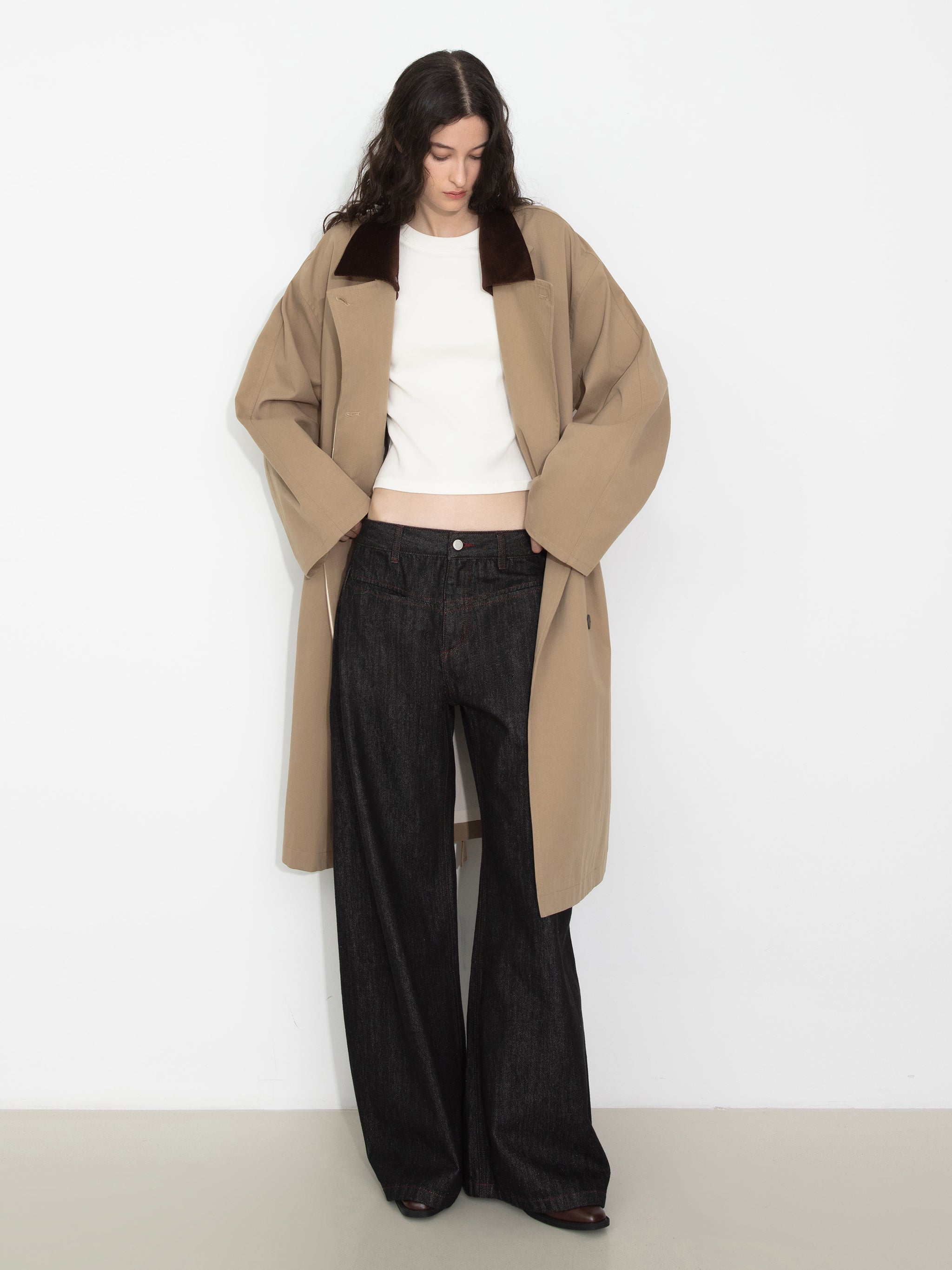 Classic Collared Longline Trench Coat-5