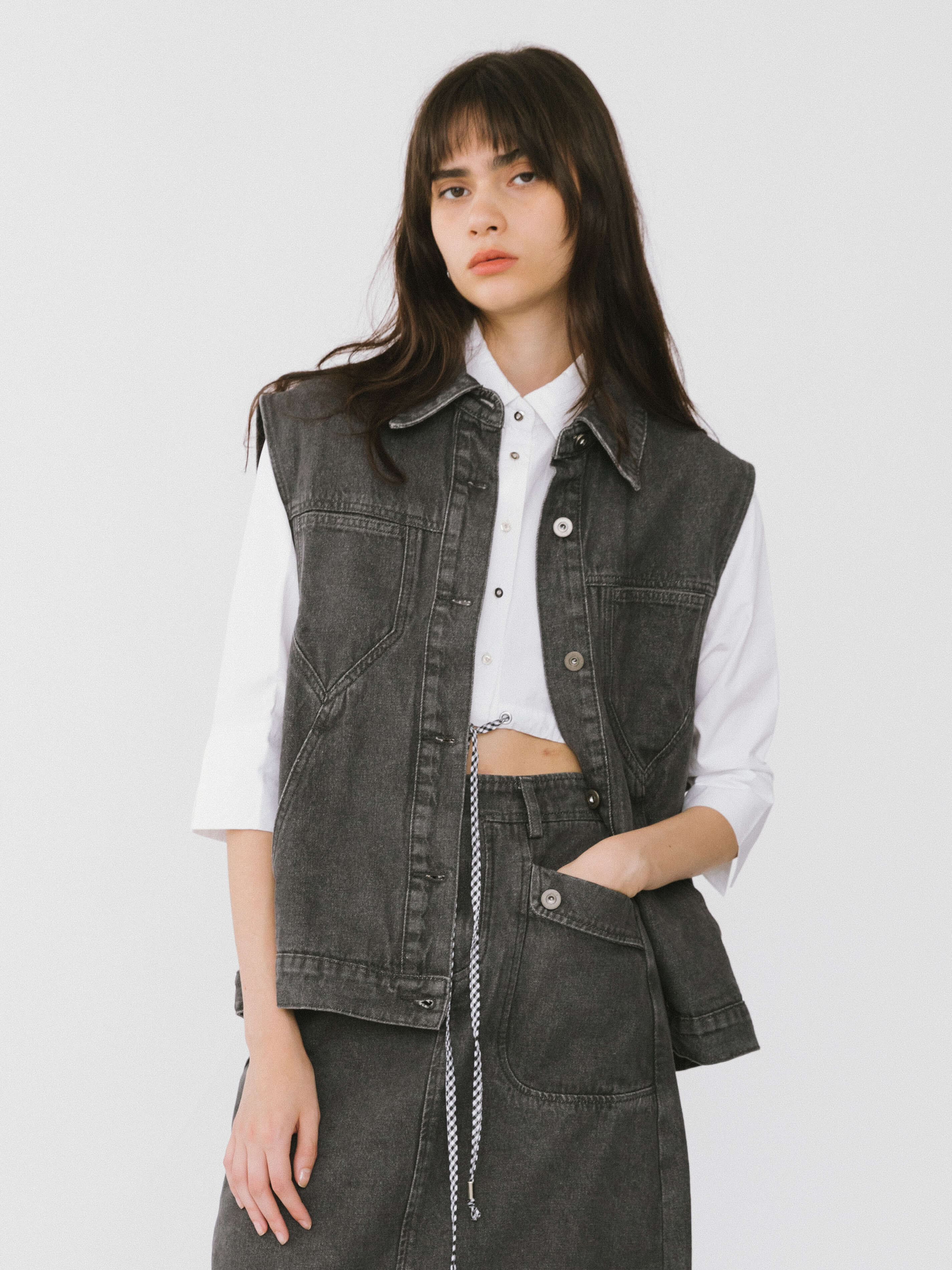Extra Cropped Shirt with Drawstring Waist-5