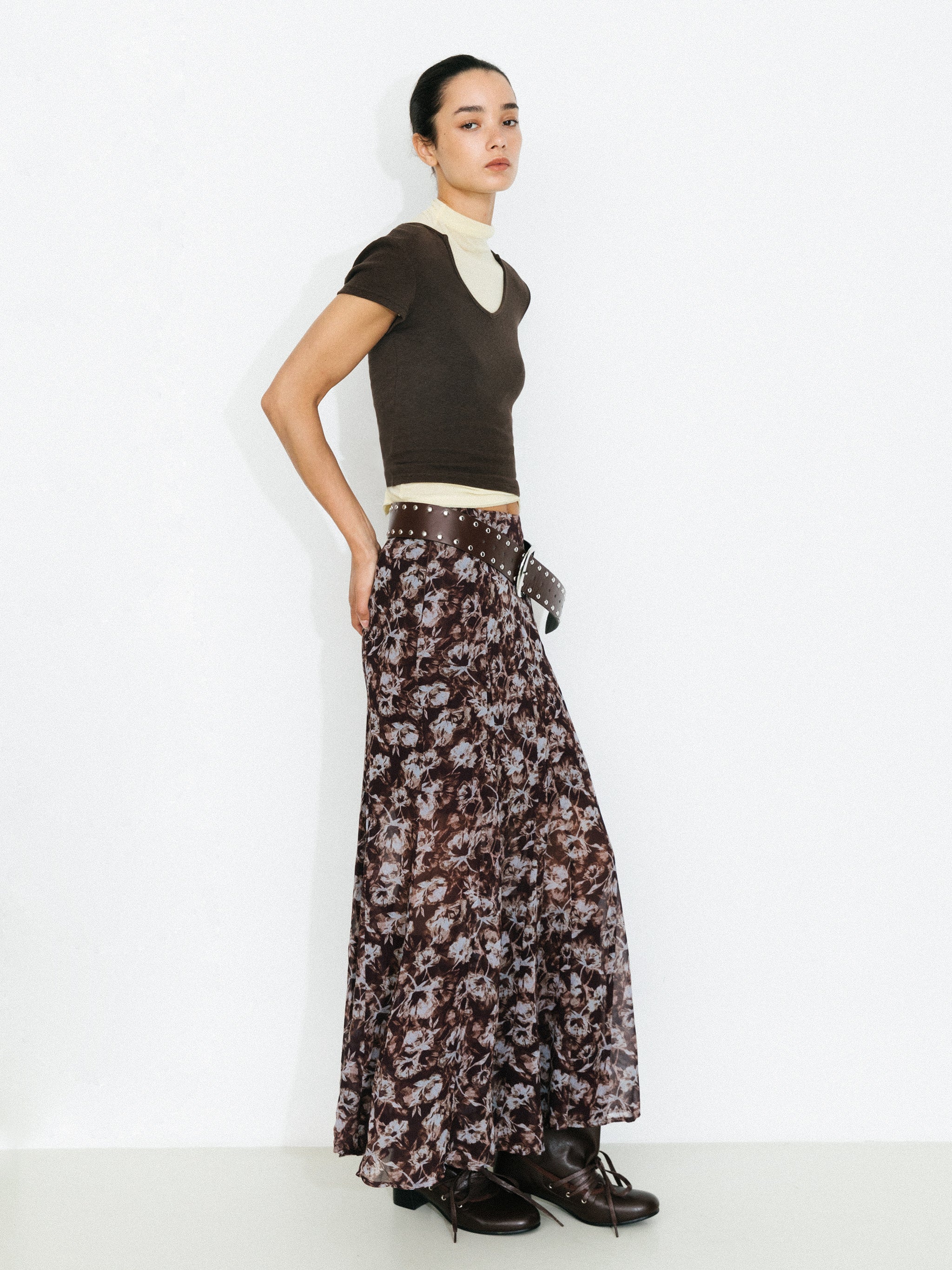 Floral A-Line Maxi Skirt-5