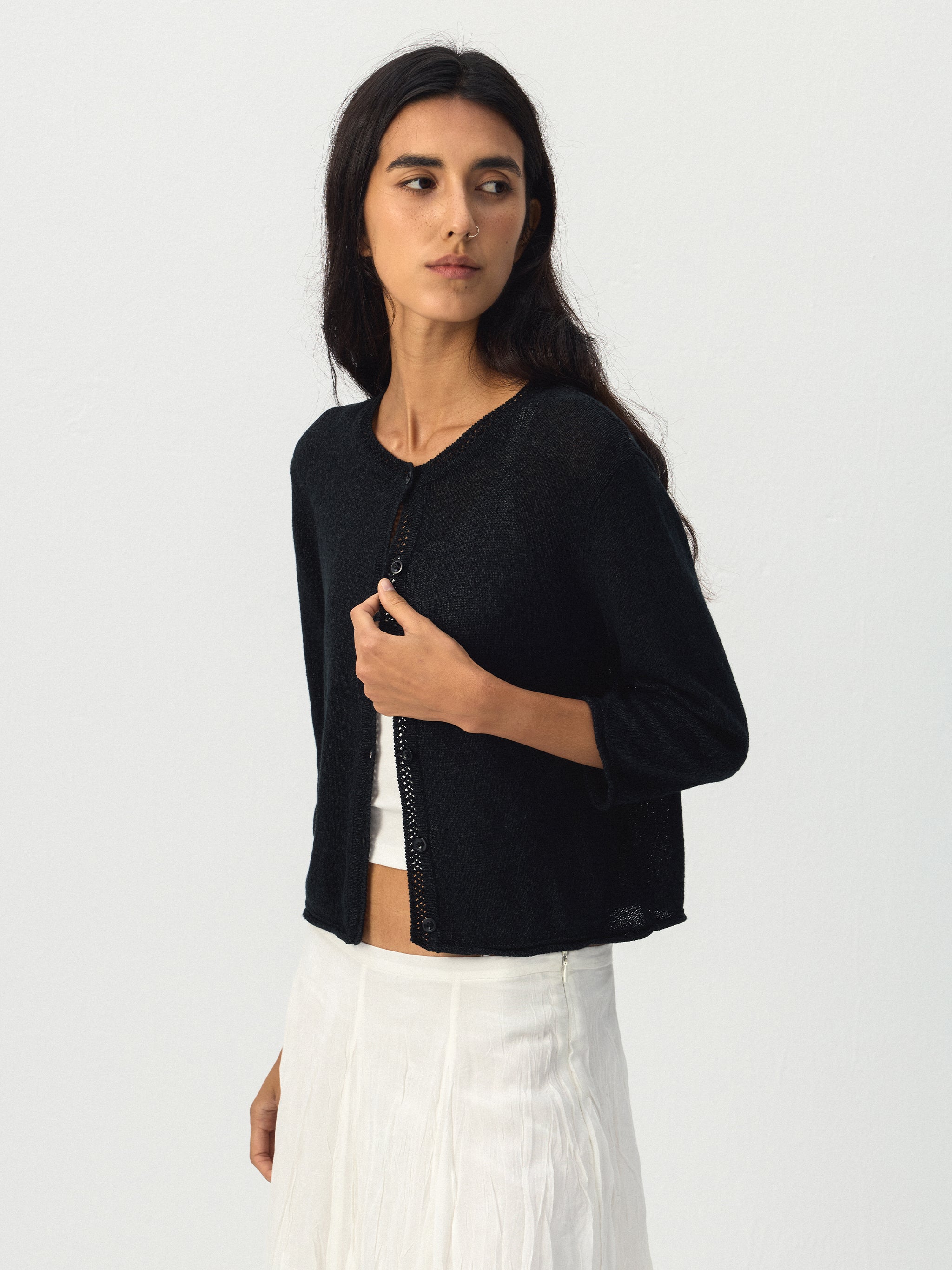 CUBIC Textured Button Knit Cardigan-5