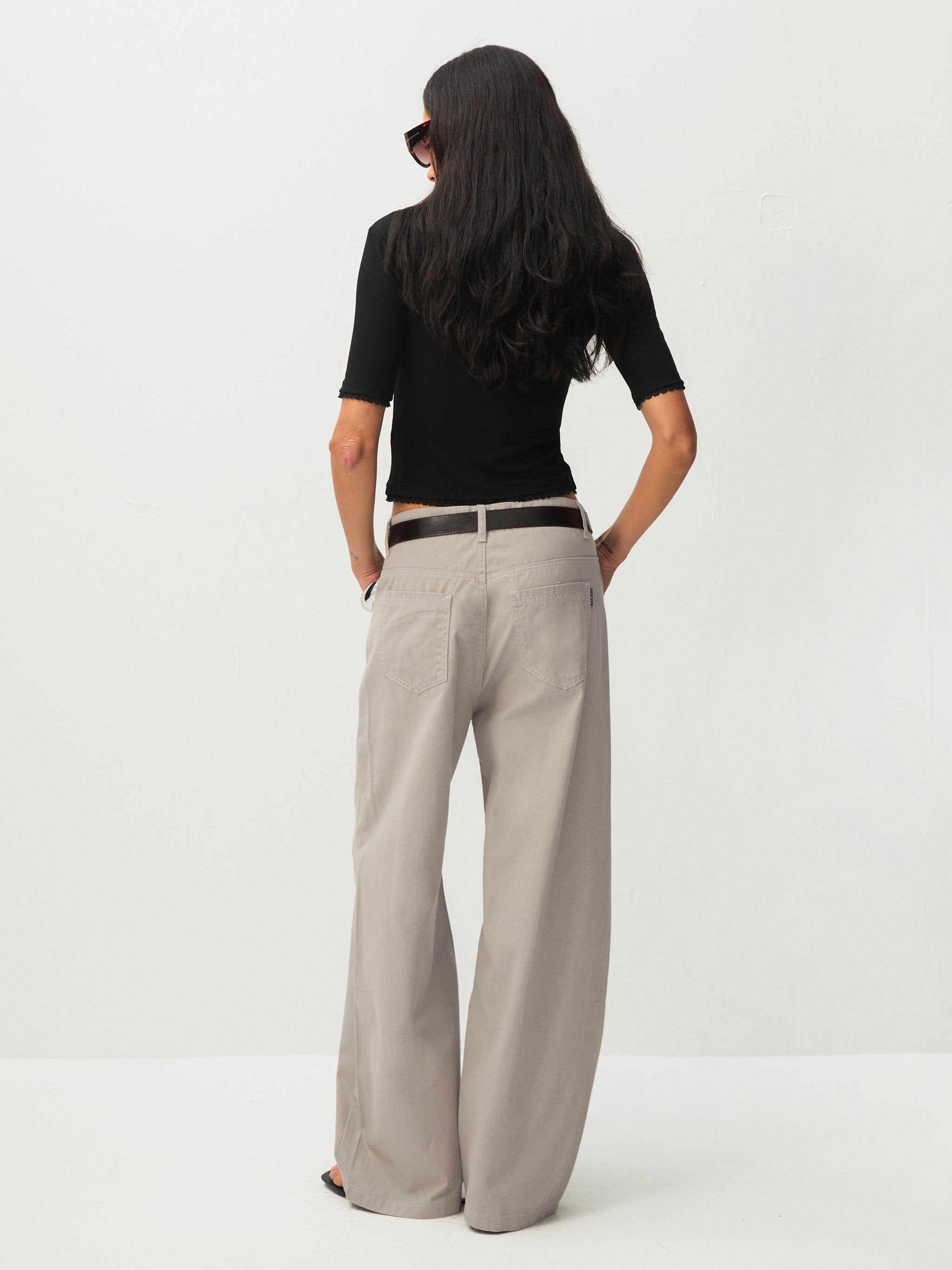 100% Cotton Draped Oversized Wide-Leg Casual Pants-6