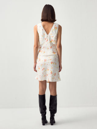 CUBIC Floral Lace Trim V-Neck Mini Dress