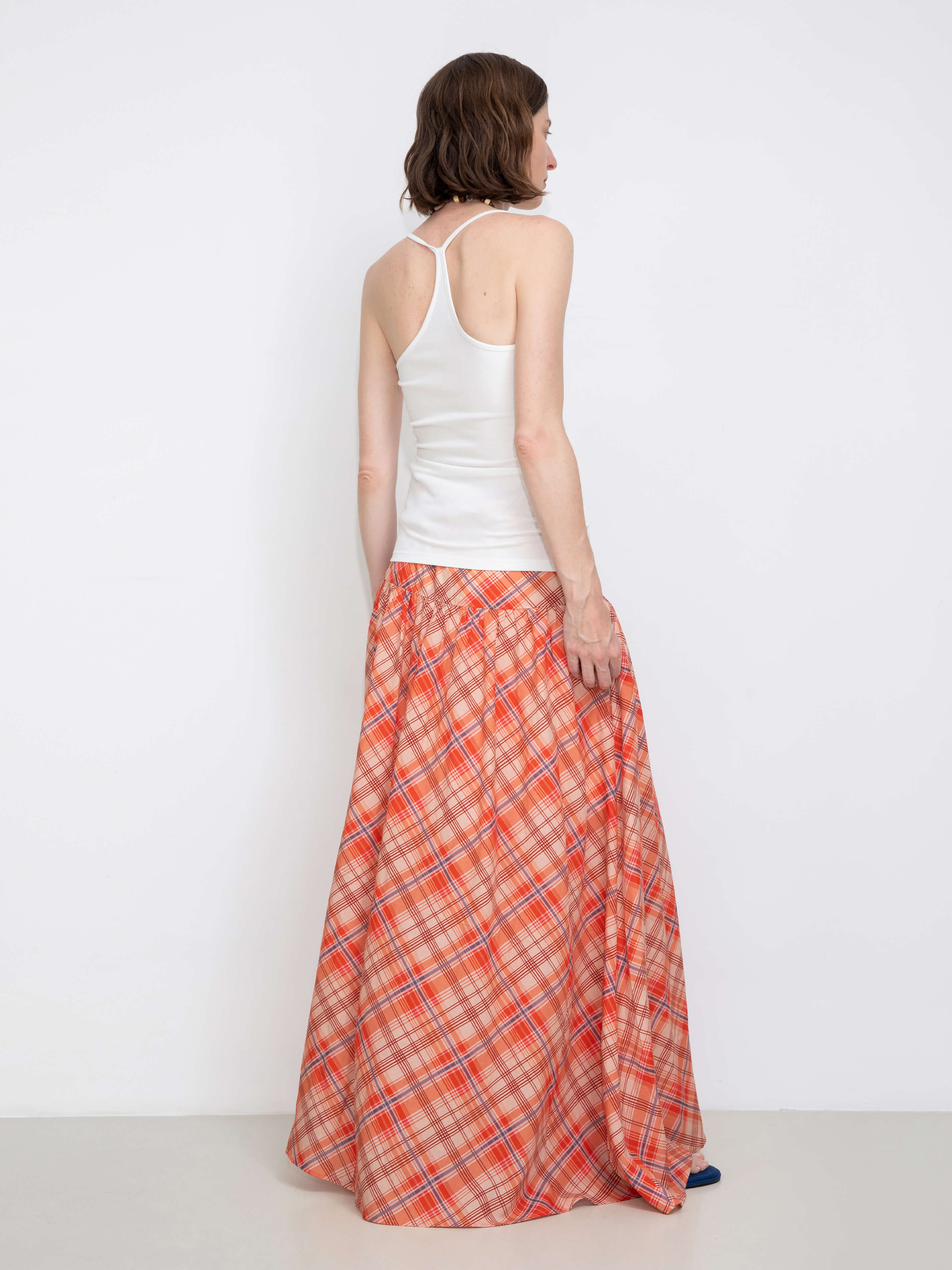 Red Checkered Maxi Skirt-6