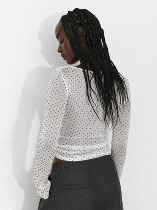 Retro Polka Dot Sheer Acetate Mesh Top
