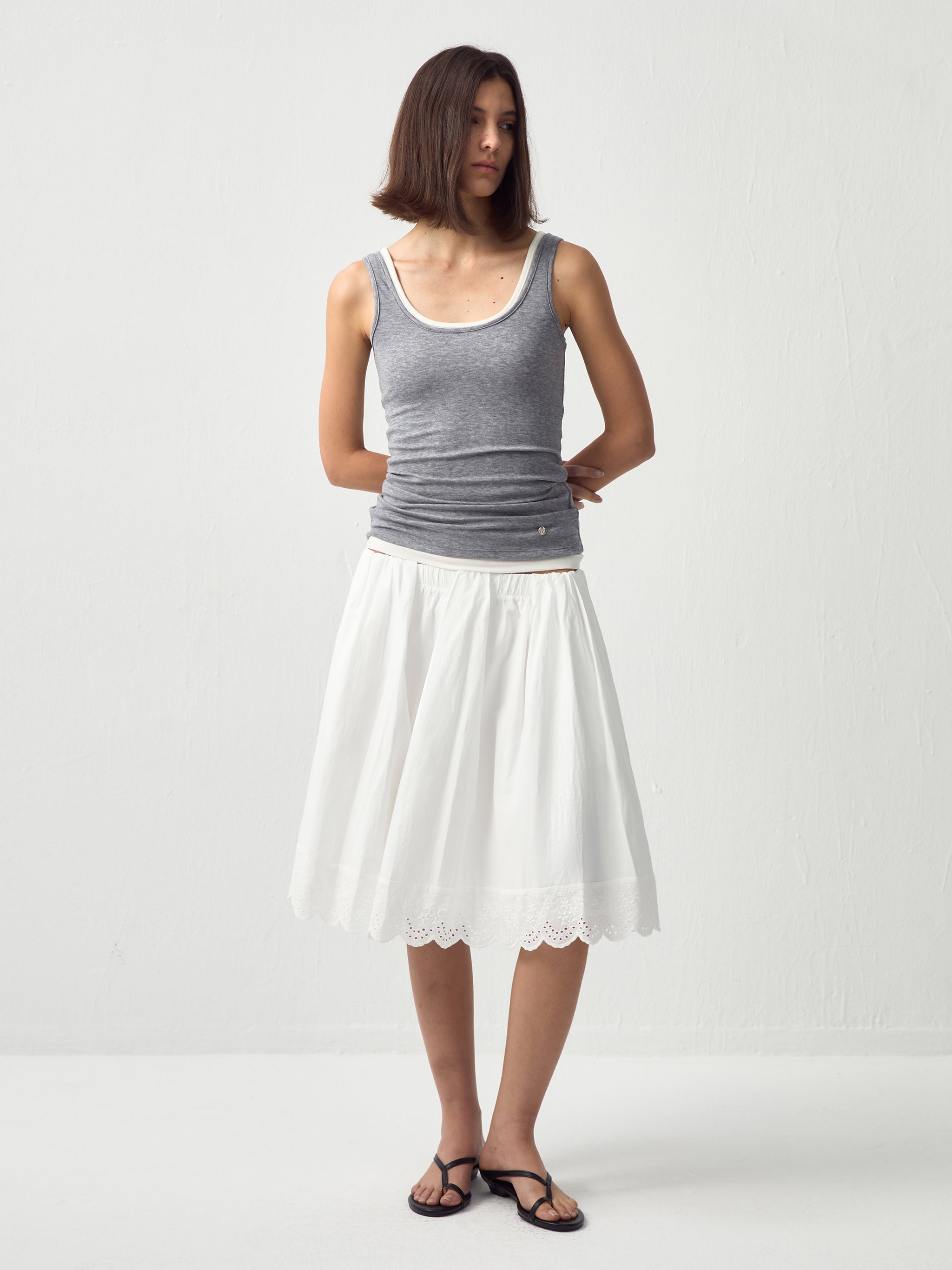 CUBIC Lyocell Wool Blend U-Neck Fitted Tank-6