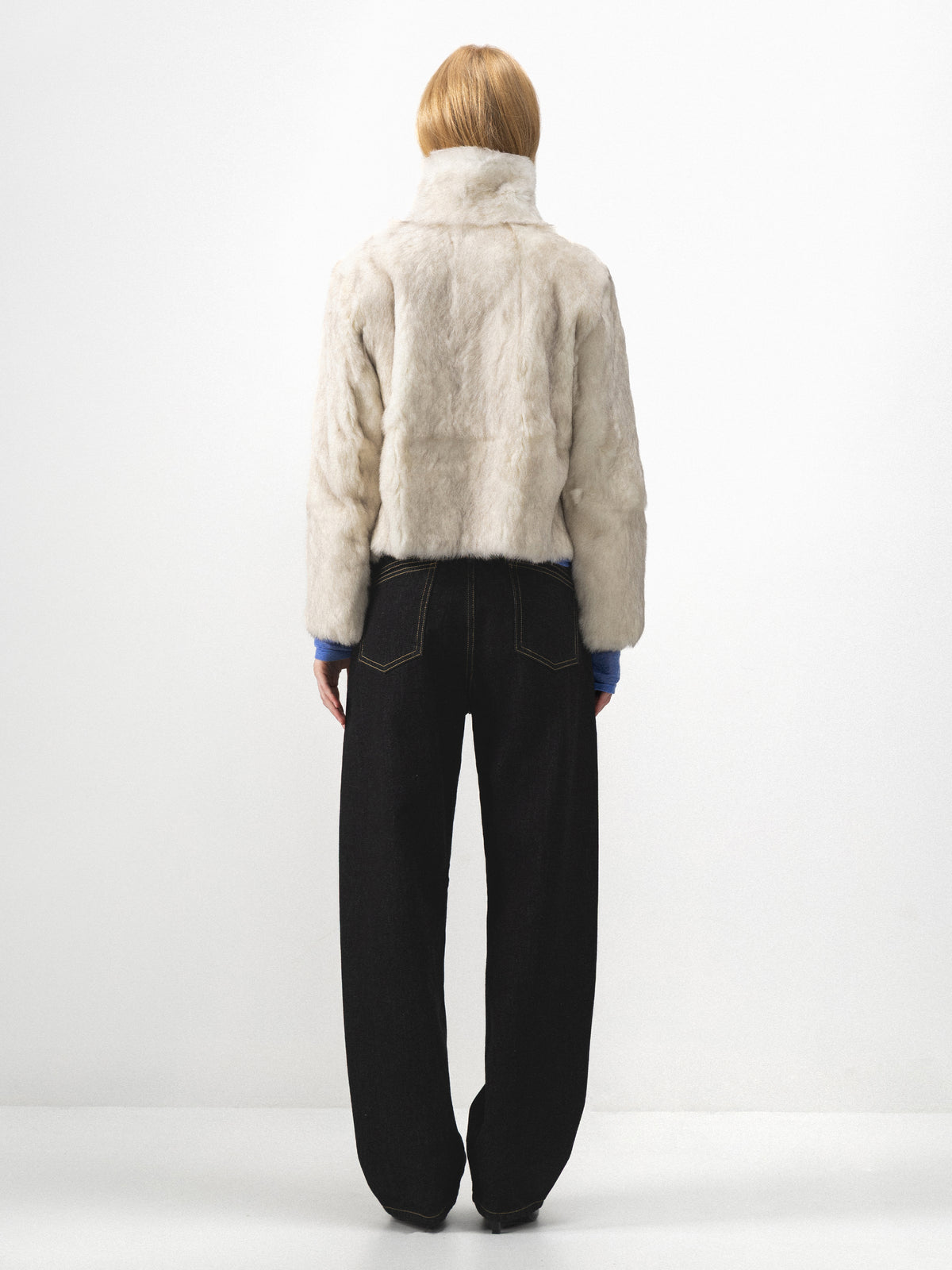 CUBIC Stand-Collar Rabbit-Fur Jacket-6