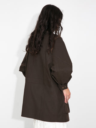 Cropped Faux Suede Jacket with Contrast Collar