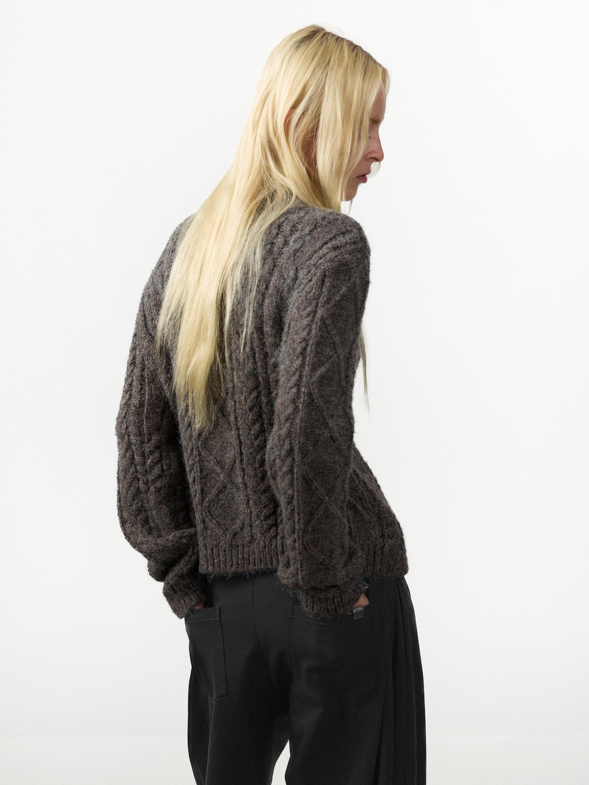 CUBIC Cable Knit Wool Blend Cardigan-6
